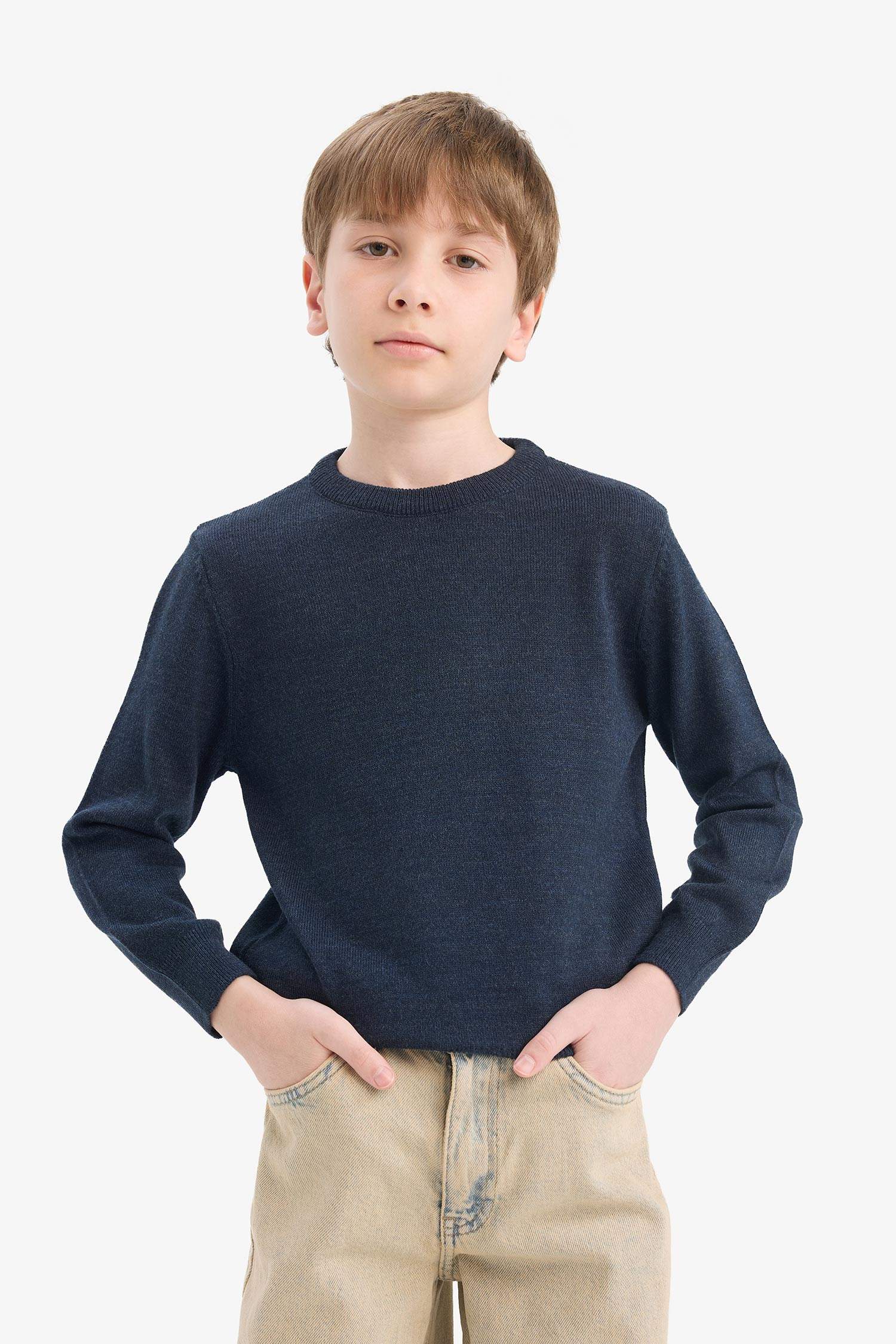 Boy Regular Fit Crew Neck Knit Pullover