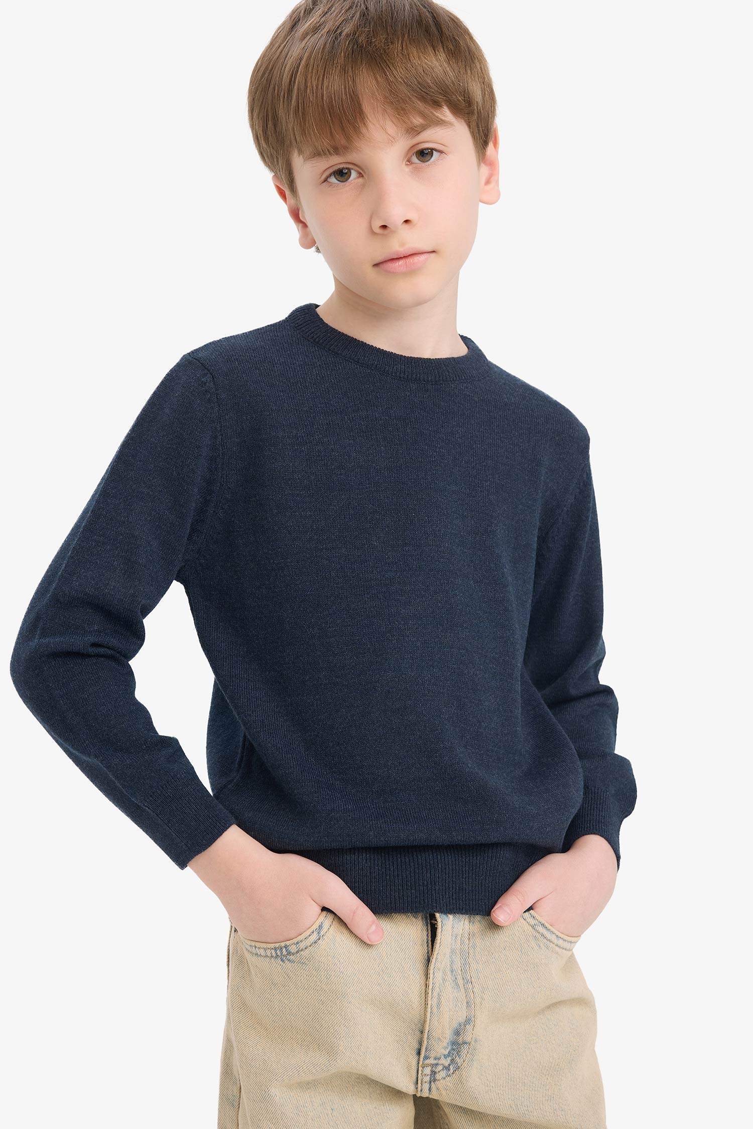 Boy Regular Fit Crew Neck Knit Pullover