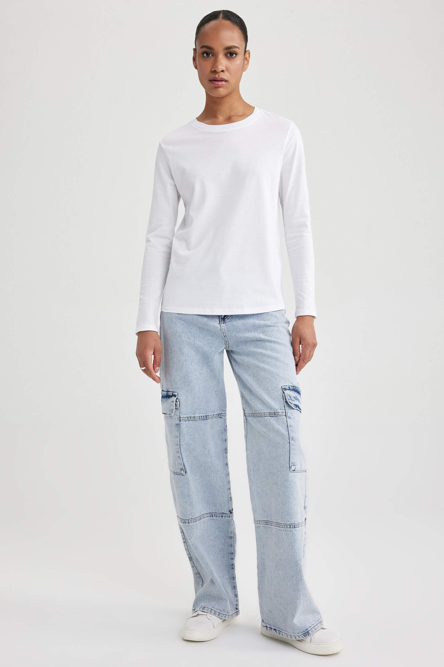 تيشيرت قطن ردن طويل قصة عادية