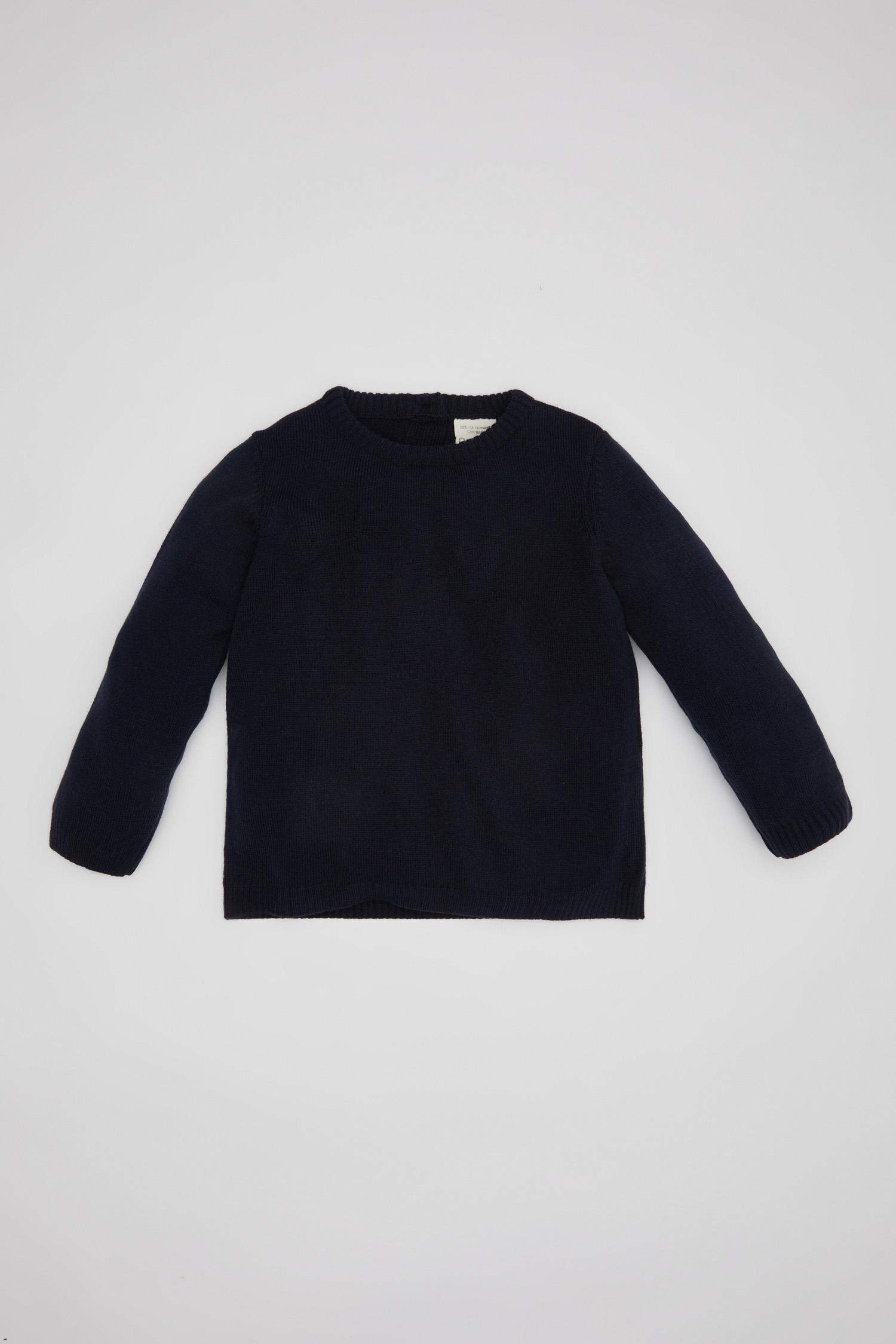 Erkek Bebek Bisiklet Yaka Basic Düz Triko Kazak