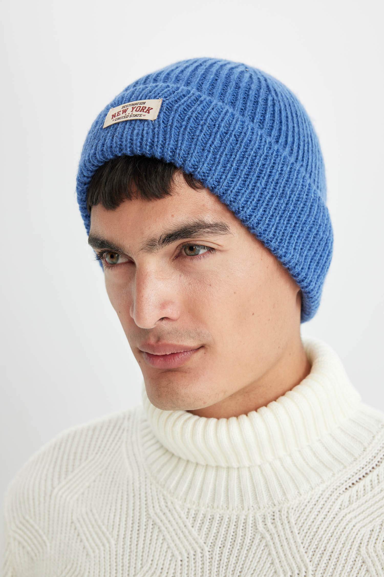 Erkek Etiket Baskılı Triko Bere