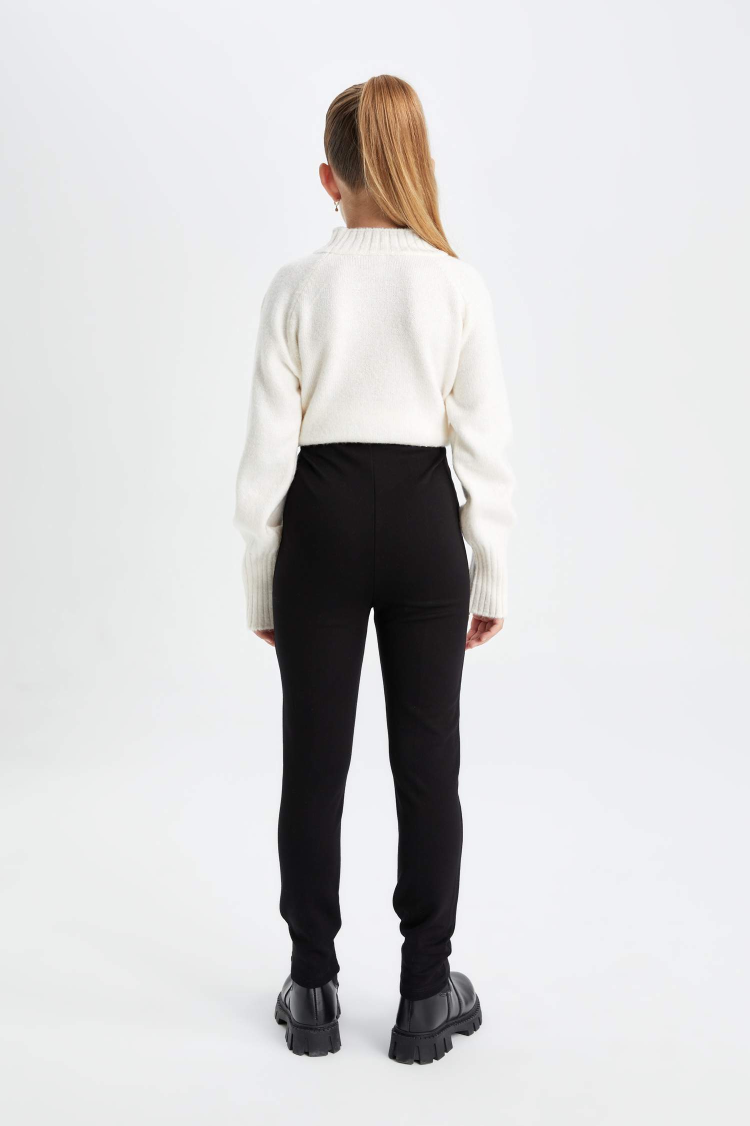 Kız Çocuk Okul Uzun Boy Düz Paça Siyah Tayt