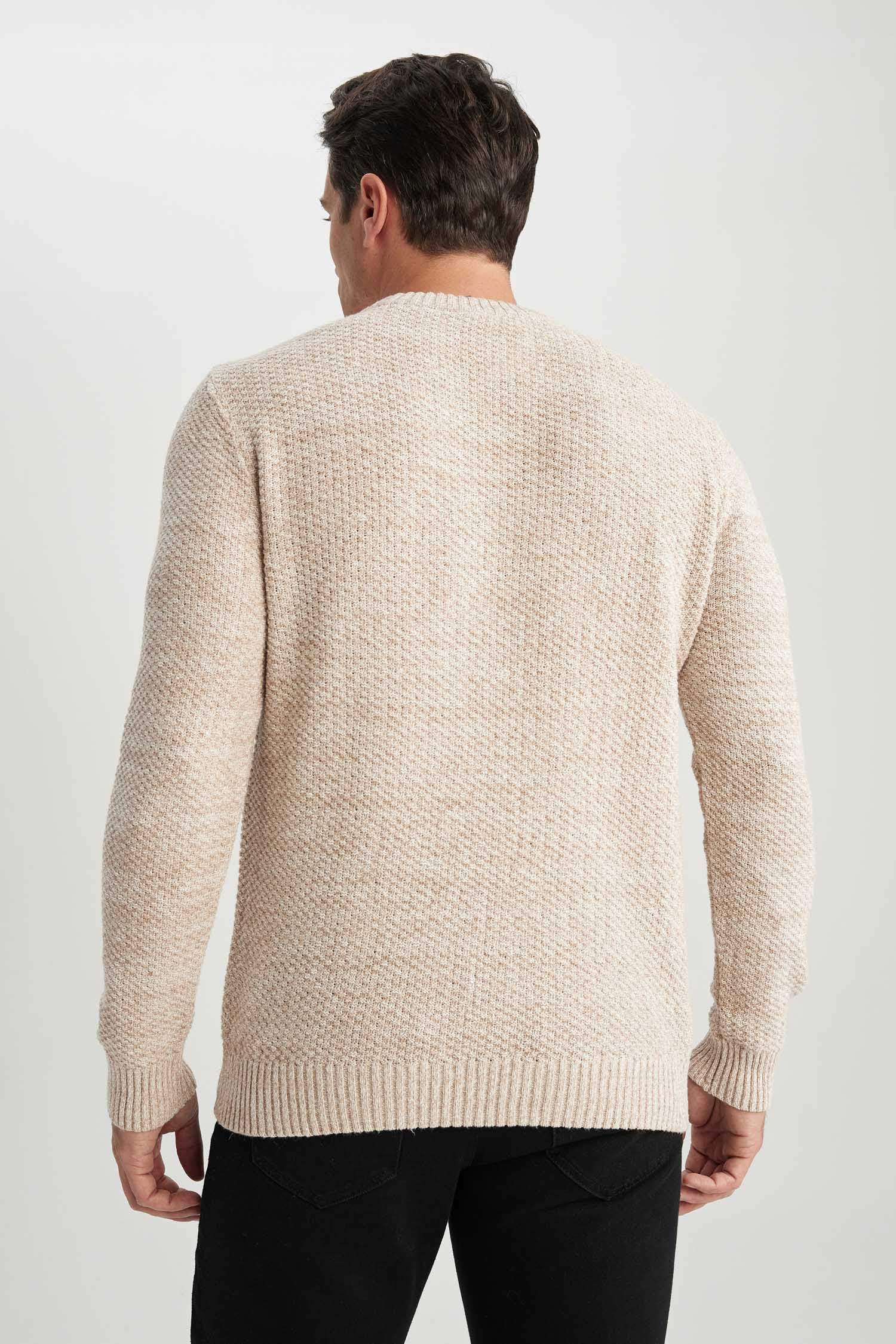 Пуловер стандартного кроя с круглым вырезом из трикотажа для мужчин