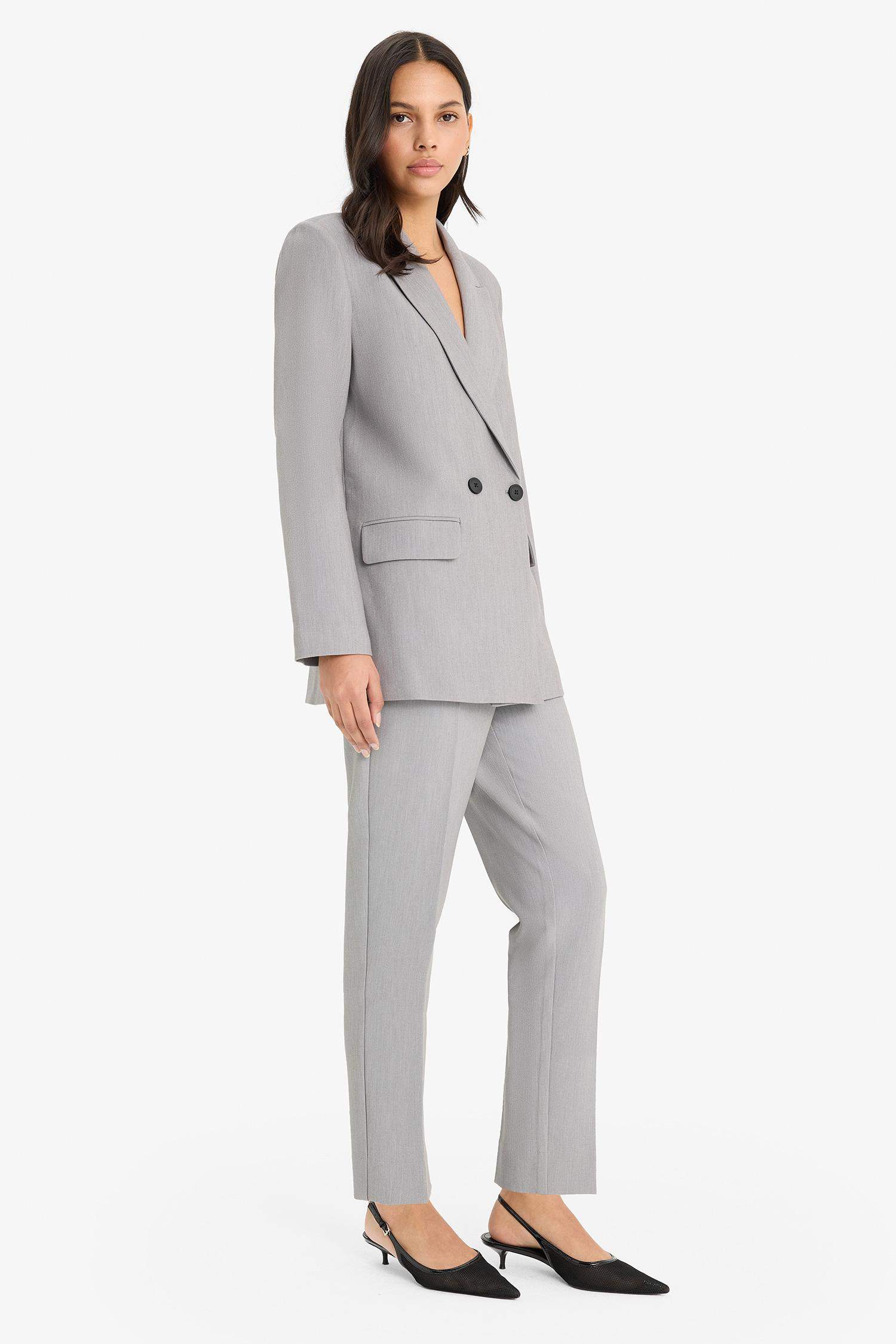 Slim Fit High Waist Crop Leg Trousers