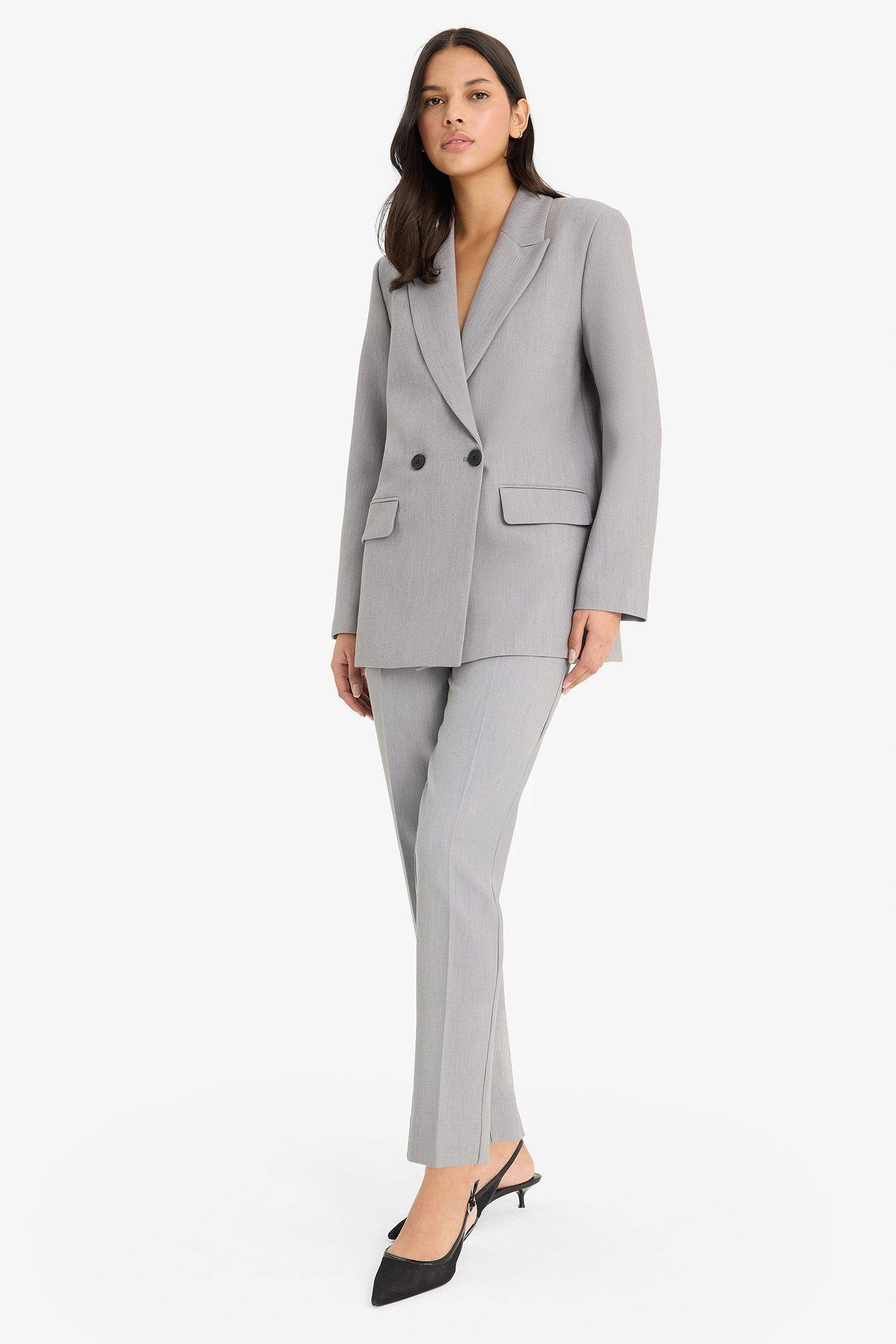 Slim Fit High Waist Crop Leg Trousers