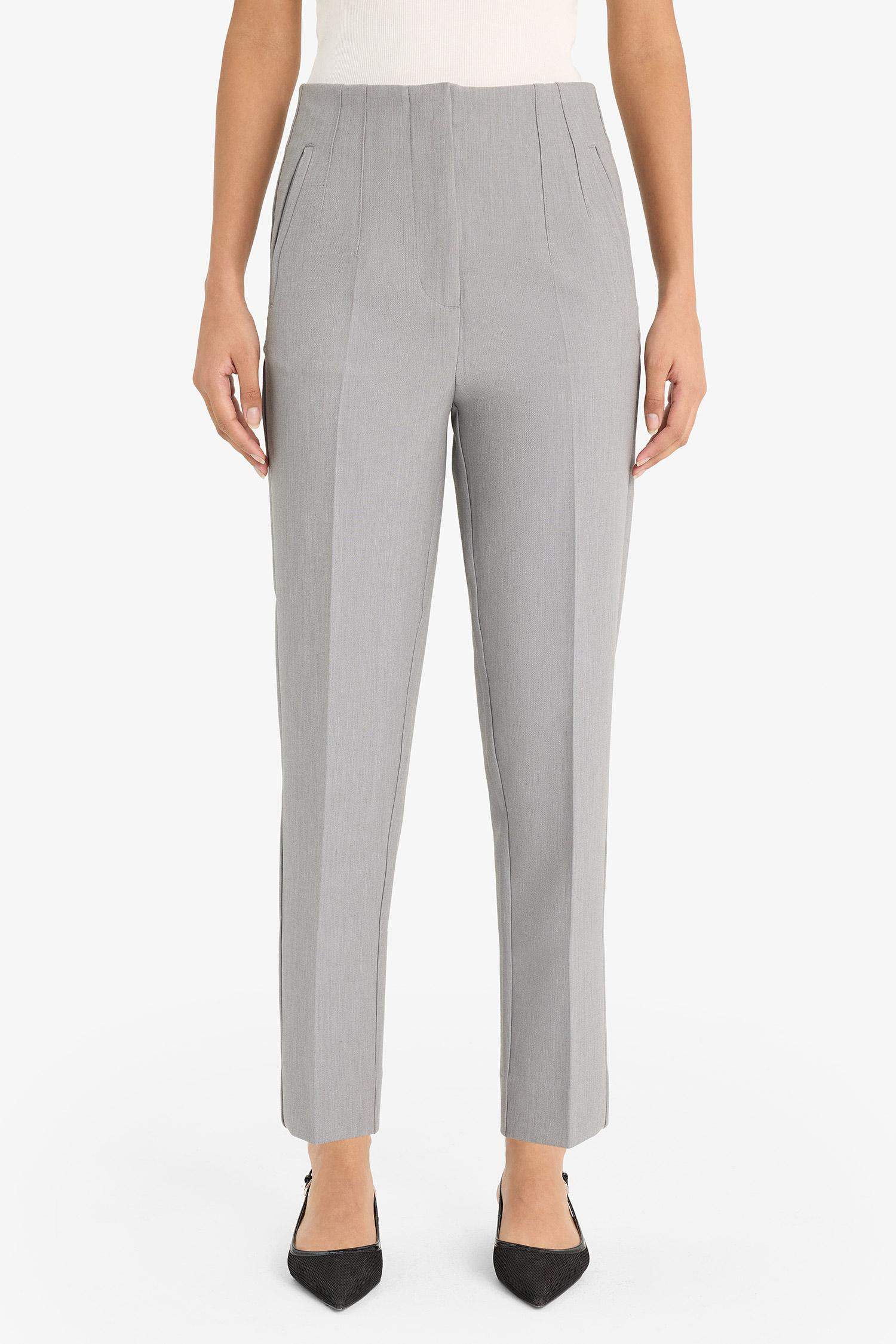 Slim Fit High Waist Crop Leg Trousers