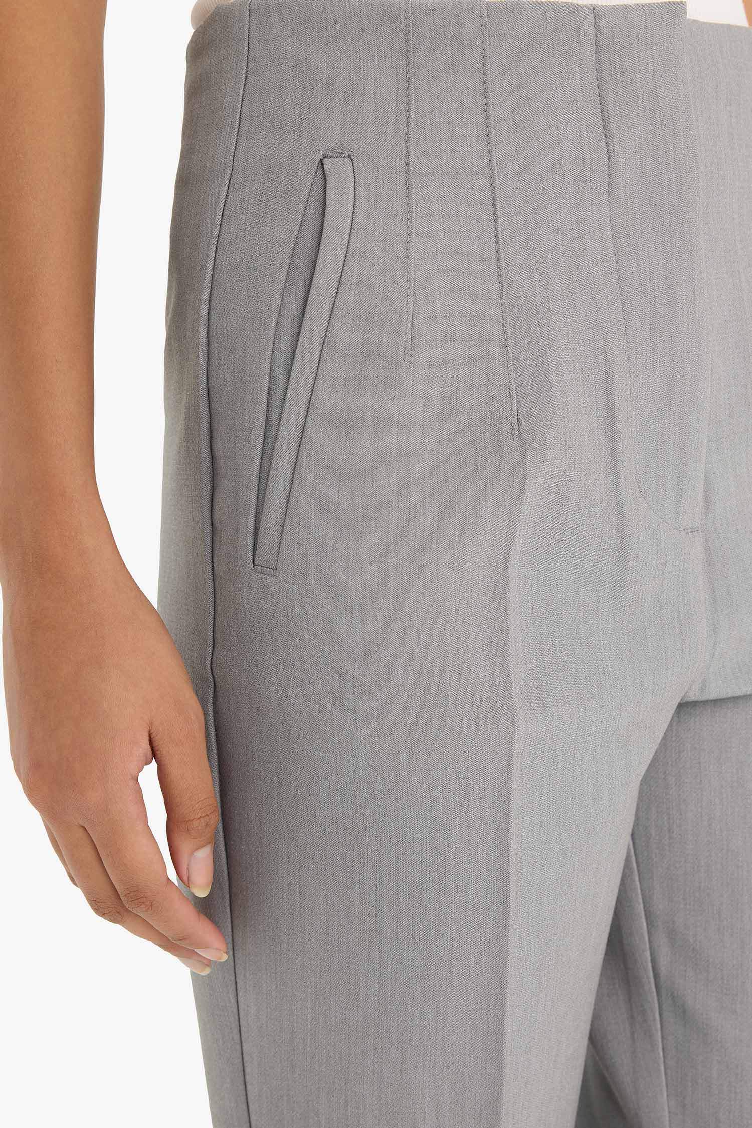 Slim Fit High Waist Crop Leg Trousers