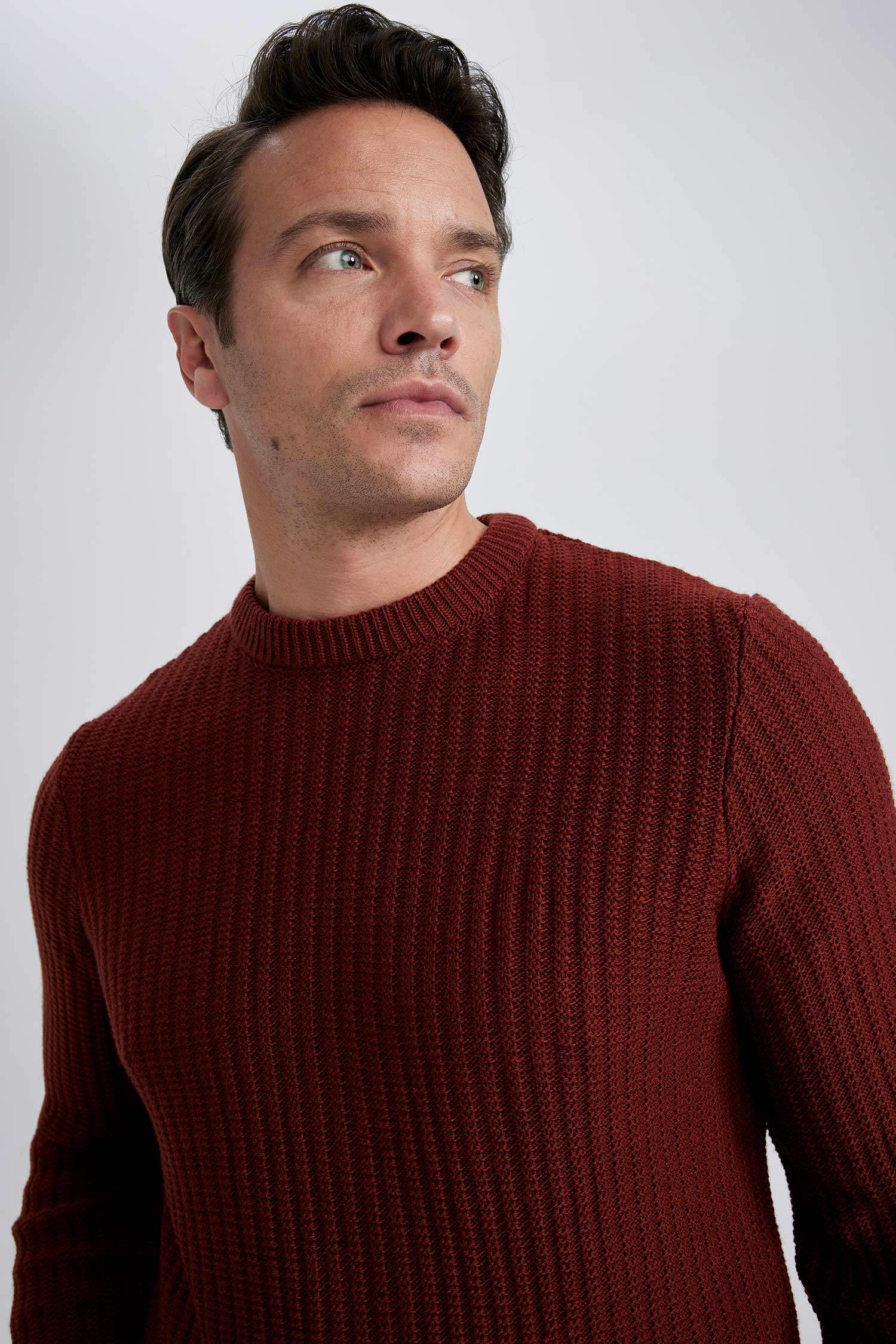 Пуловер стандартного кроя с круглым вырезом из трикотажа для мужчин