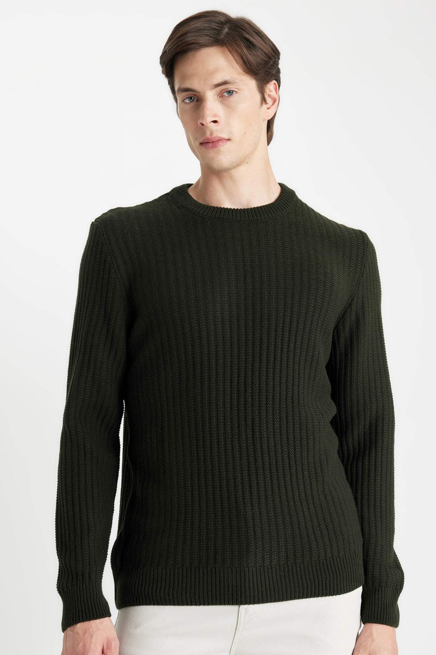 Standard Fit Crew Neck Jacquard Aviator Knitwear Pullover