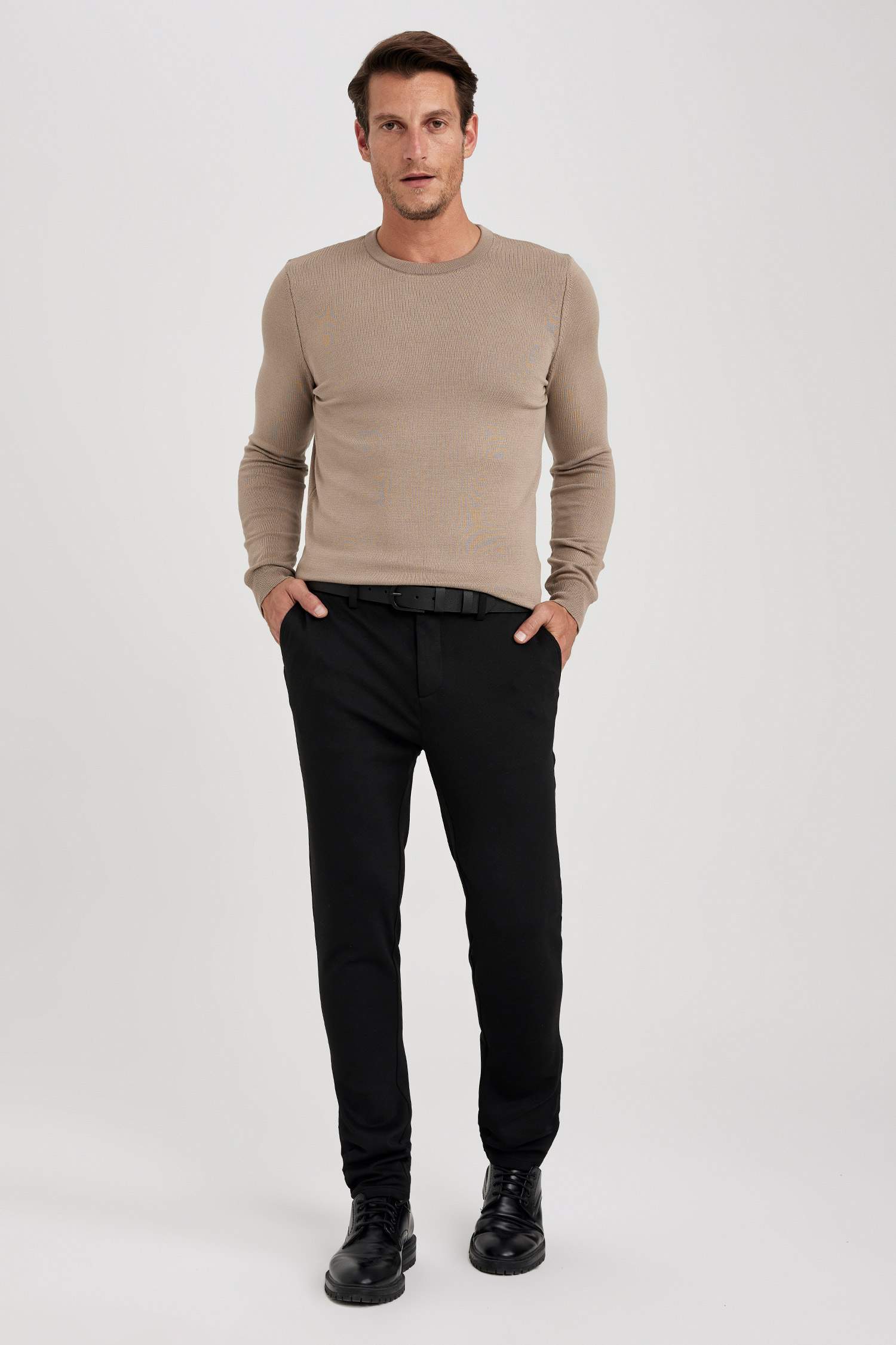 Regular Fit Crew Neck Basic Knitted Comfortable Knitted Pullover