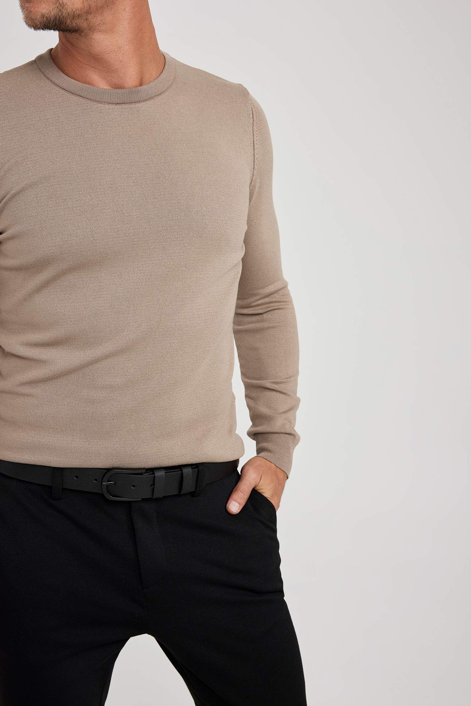 Regular Fit Crew Neck Basic Knitted Comfortable Knitted Pullover