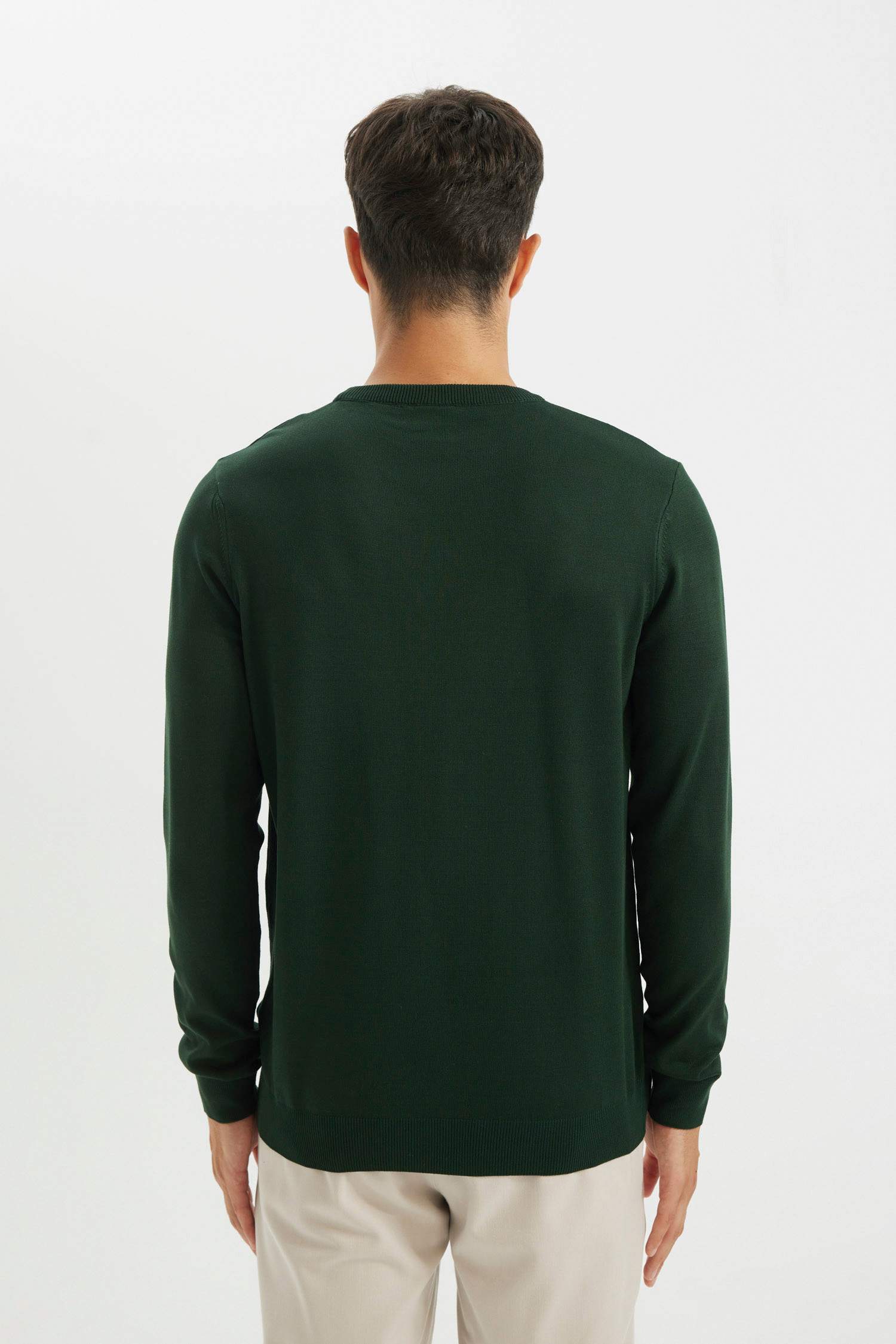 Standart Fit Normal Kesim Bisiklet Yaka Basic Düz Triko Rahat Kazak