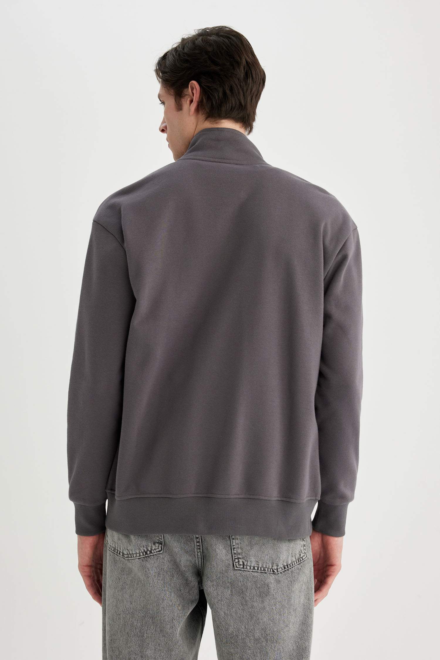 Comfort Fit Stand Collar Zippered Sweatshirt