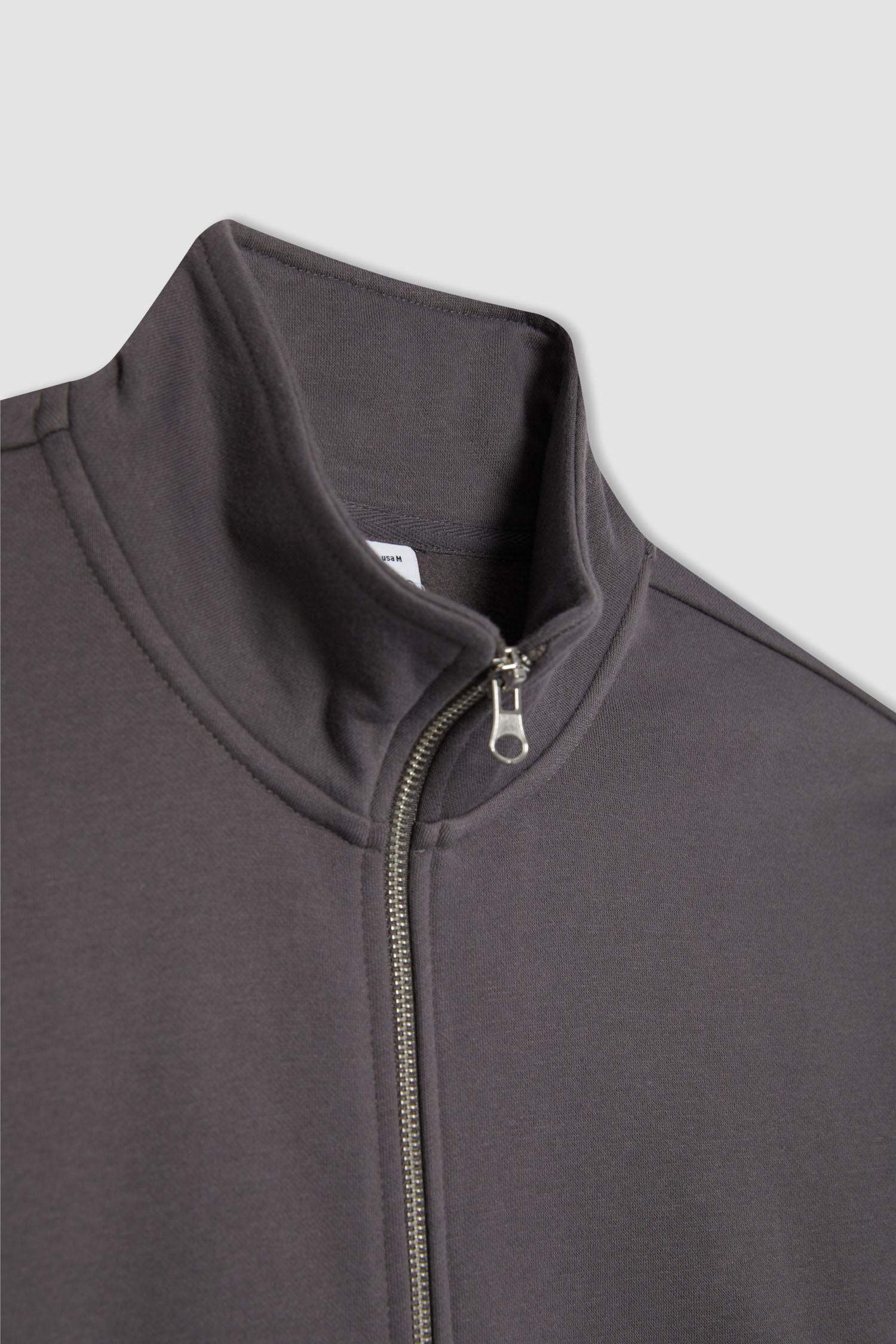 Comfort Fit Stand Collar Zippered Sweatshirt