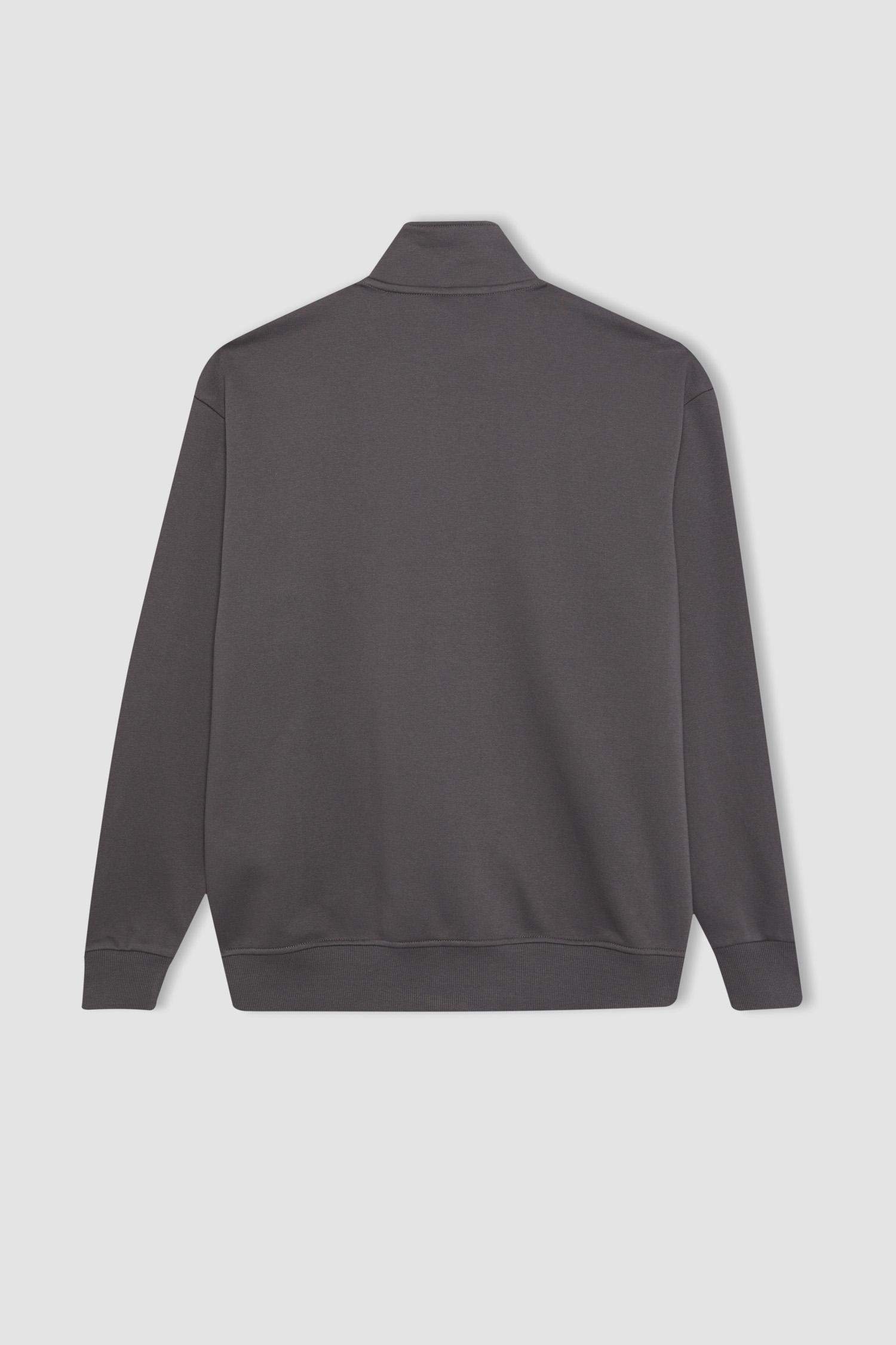 Comfort Fit Stand Collar Zippered Sweatshirt