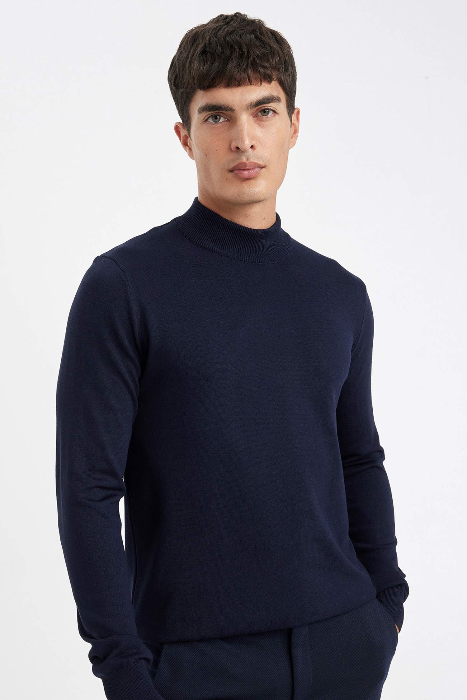 Standard Fit Half Turtleneck Basic Knitted Pullover
