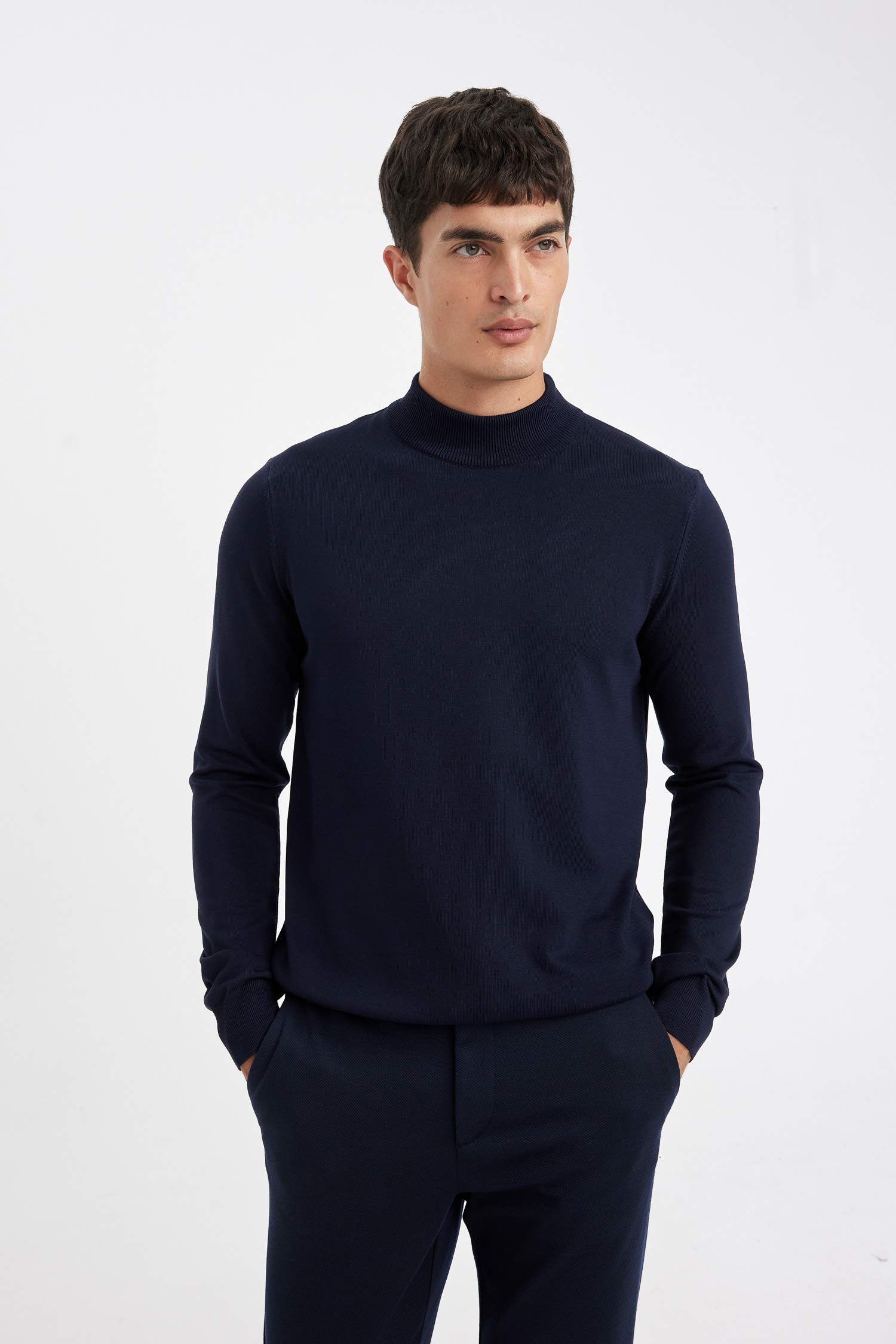 Standard Fit Half Turtleneck Basic Knitted Pullover