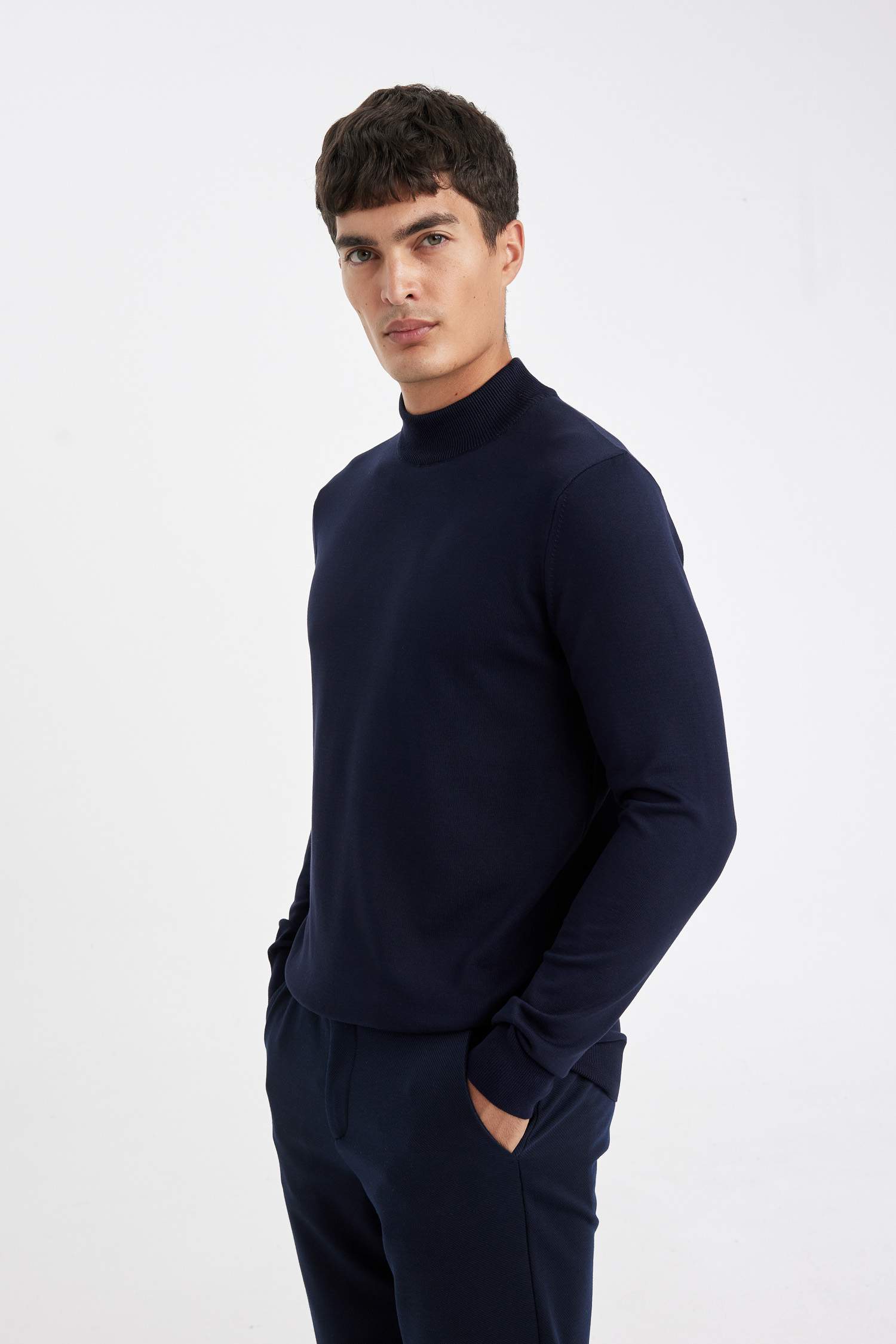 Standard Fit Half Turtleneck Basic Knitted Pullover