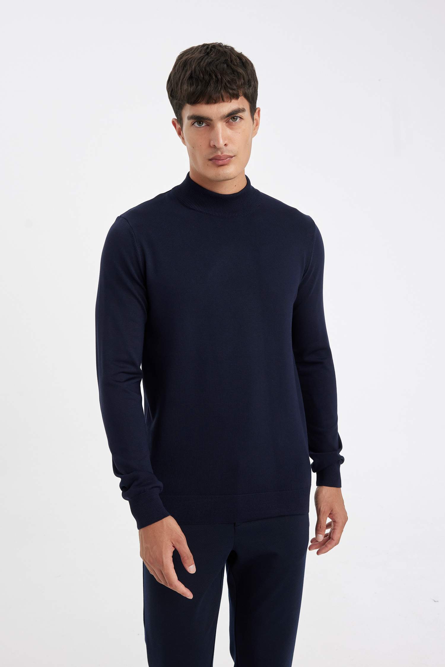 Standard Fit Half Turtleneck Basic Knitted Pullover