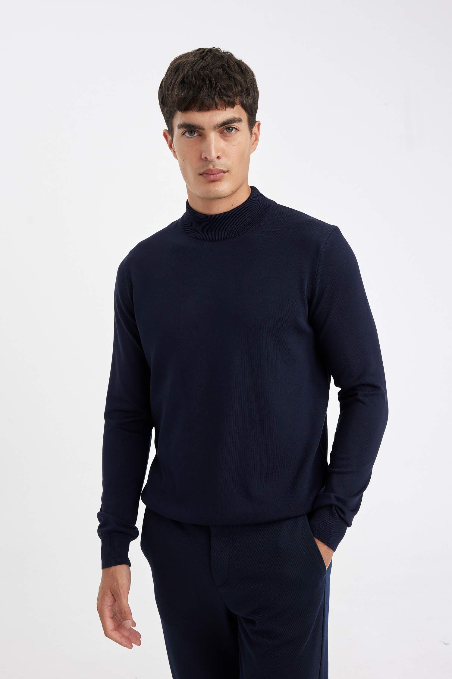 Standard Fit Half Turtleneck Basic Knitted Pullover