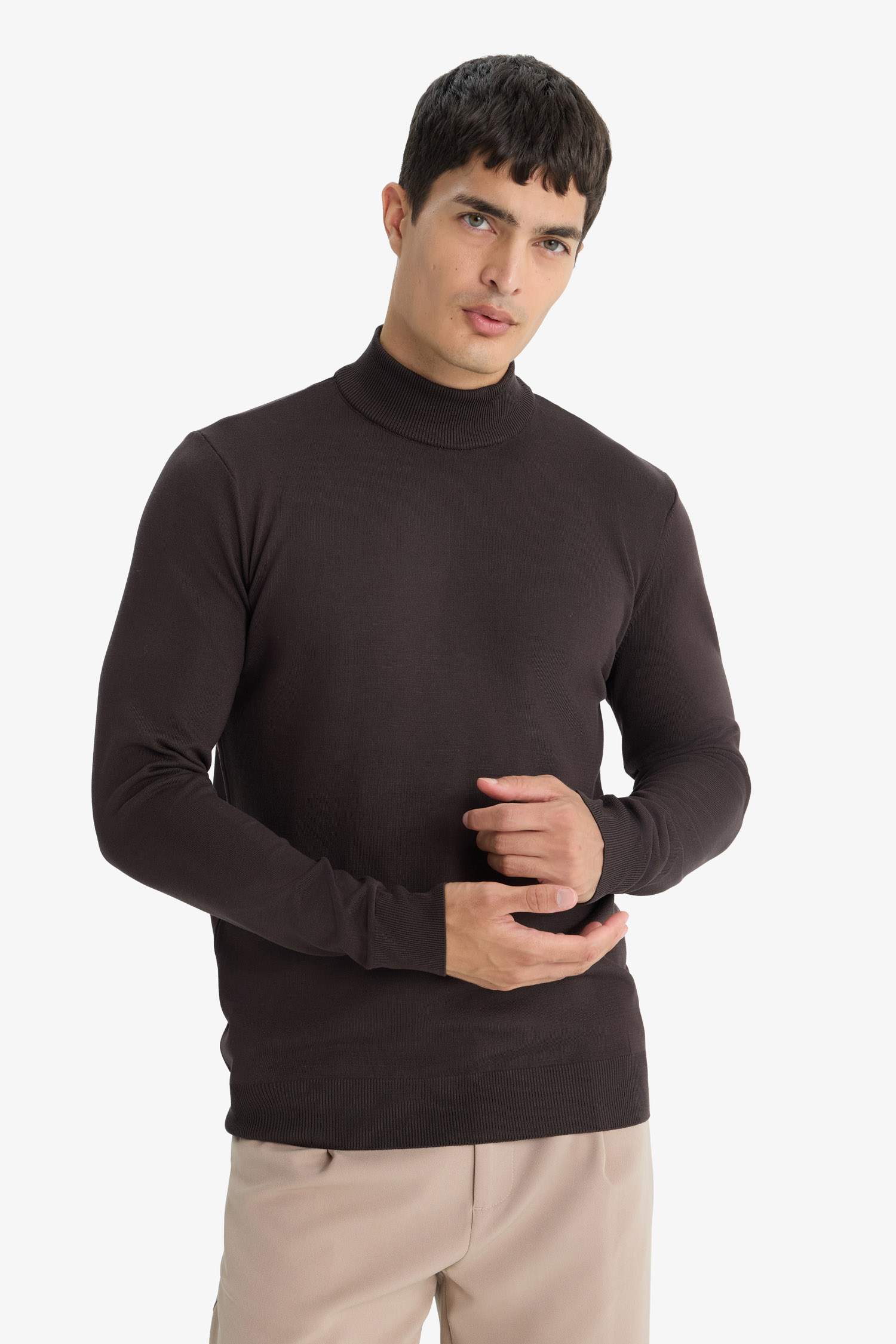 Pull en maille premium à col roulé Coupe régulière