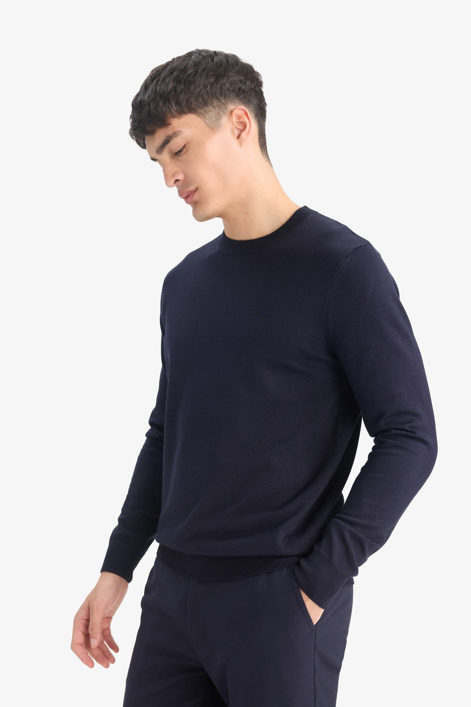 Регулярный крой с круглым вырезом трикотажный свитер