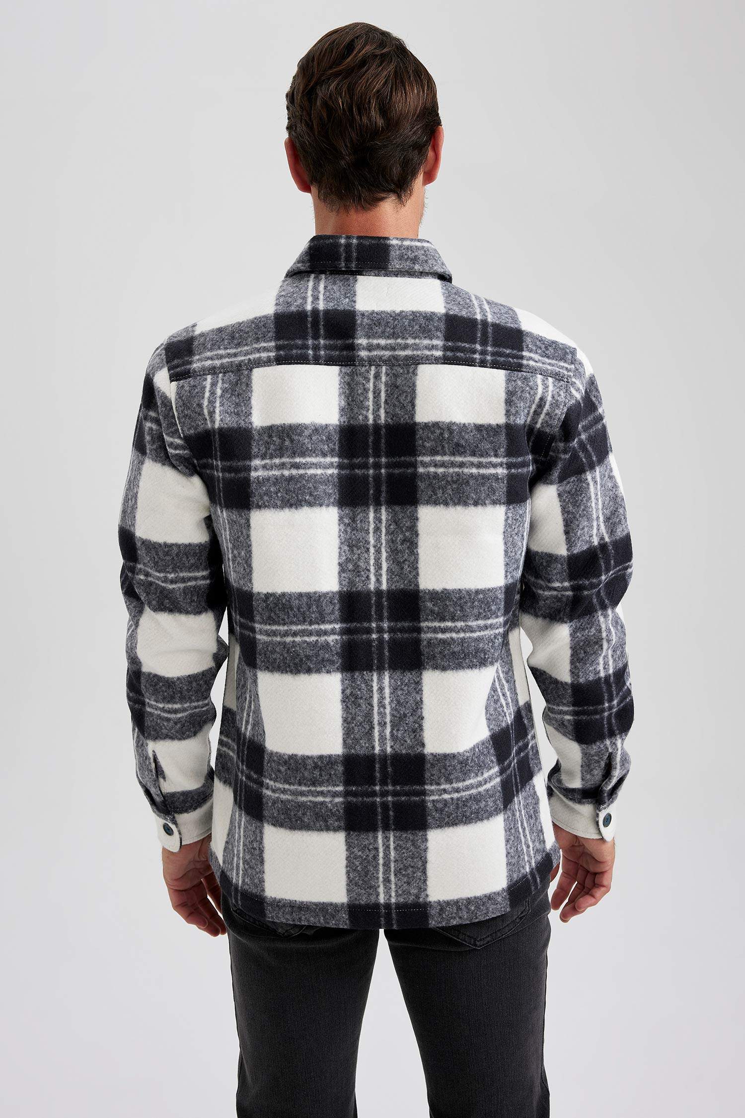 Regular Fit Polo Collar Long Sleeve Shirt Jacket