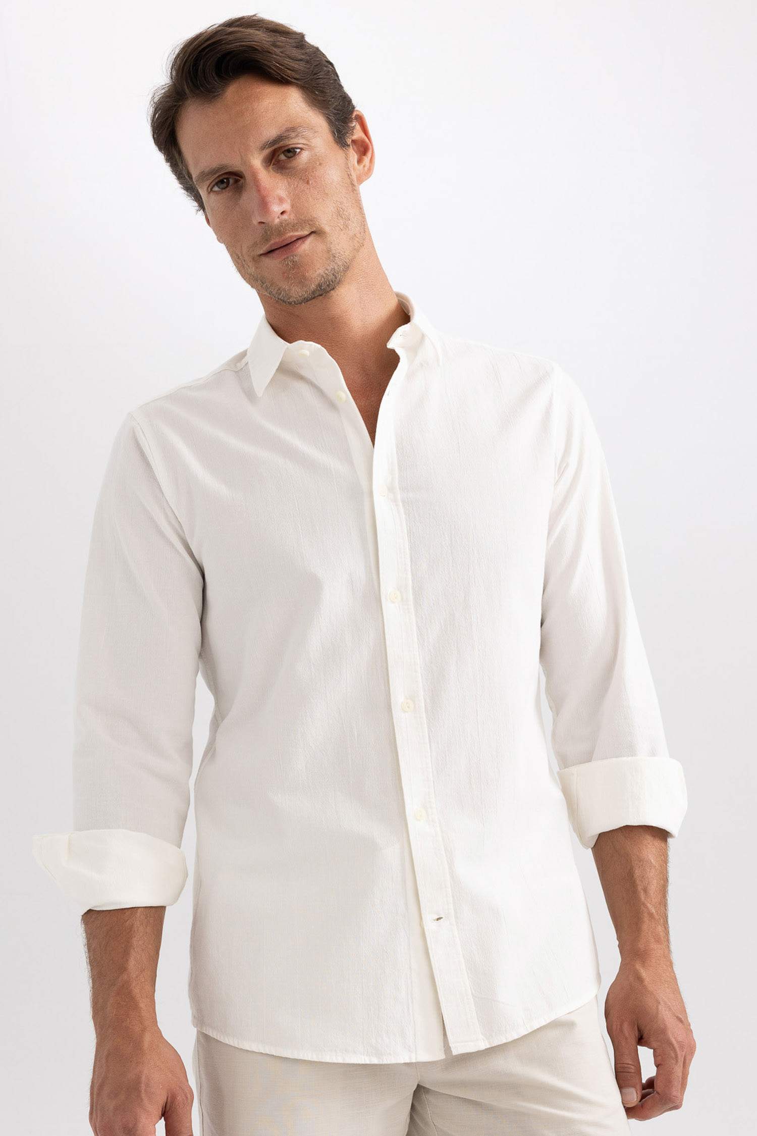 قميص بولو كم طويل سليم فيت