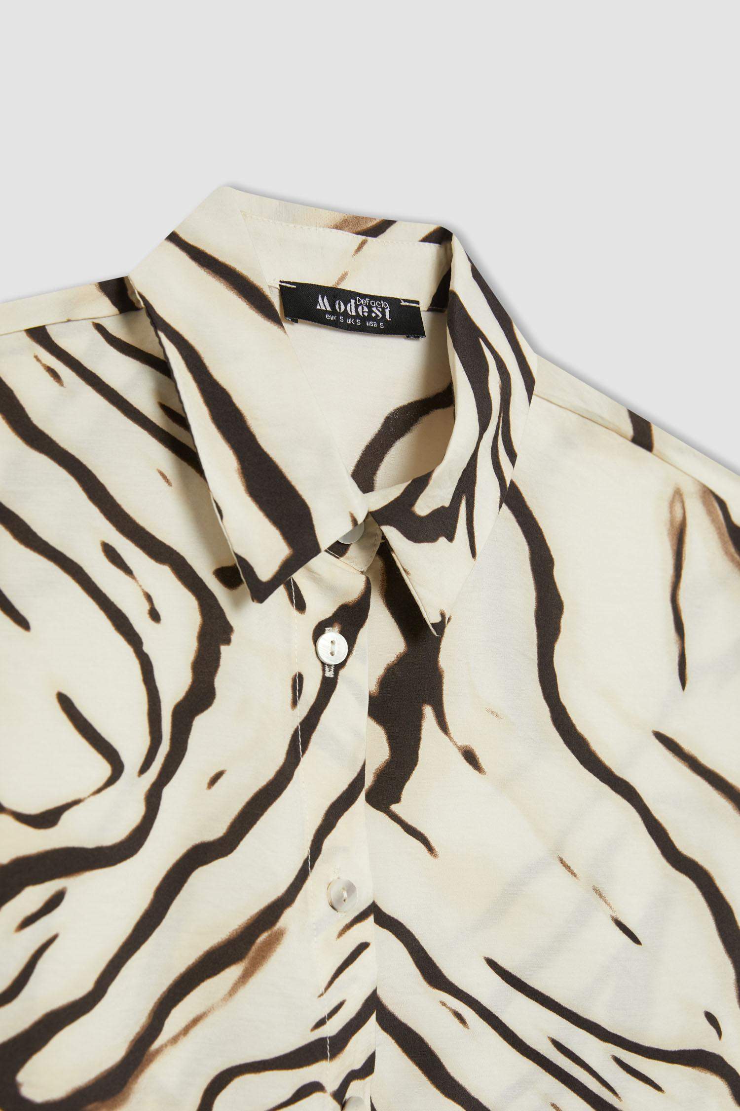 Relax Fit Desenli Uzun Kollu Gömlek Tunik