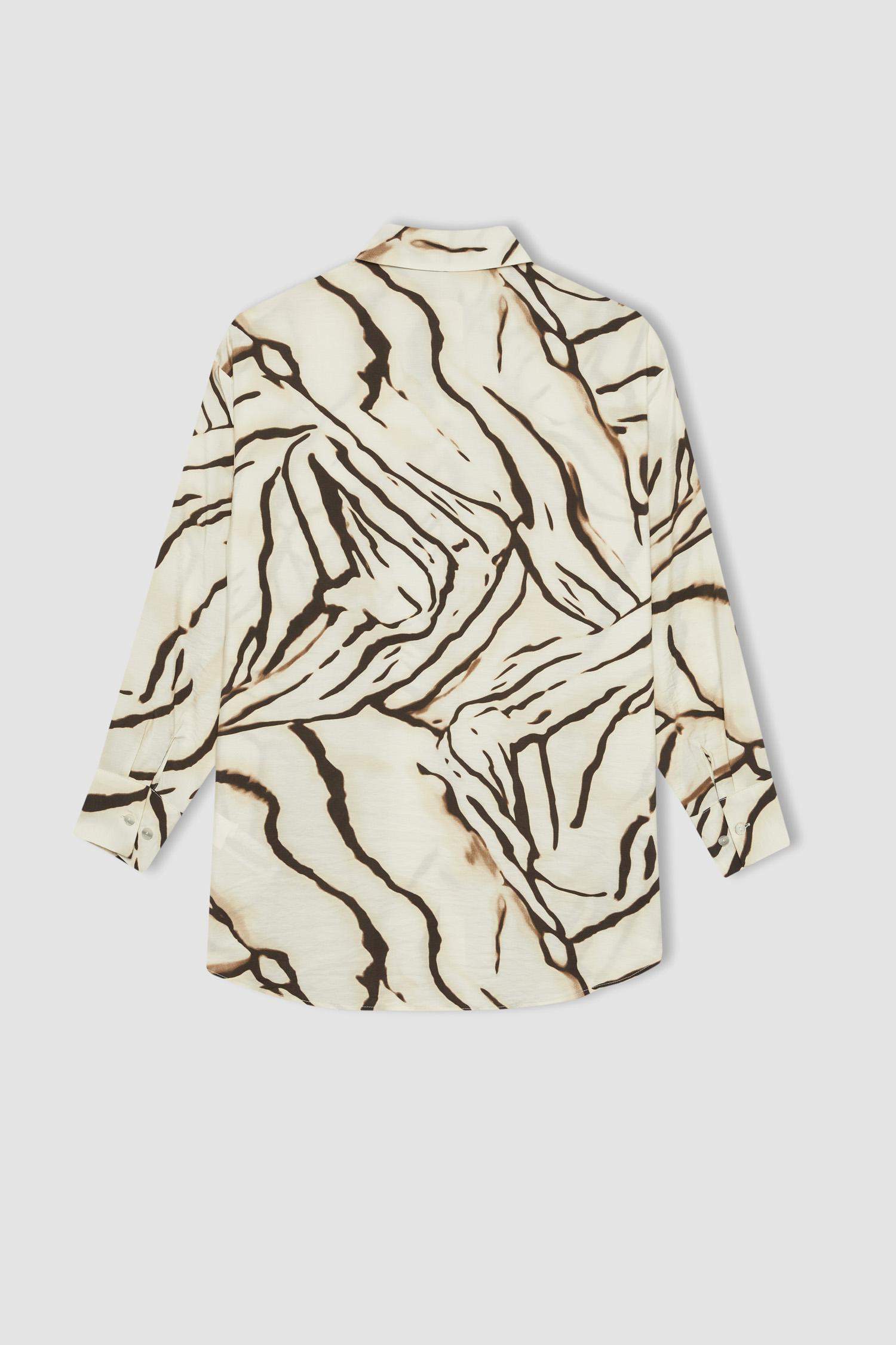 Relax Fit Desenli Uzun Kollu Gömlek Tunik