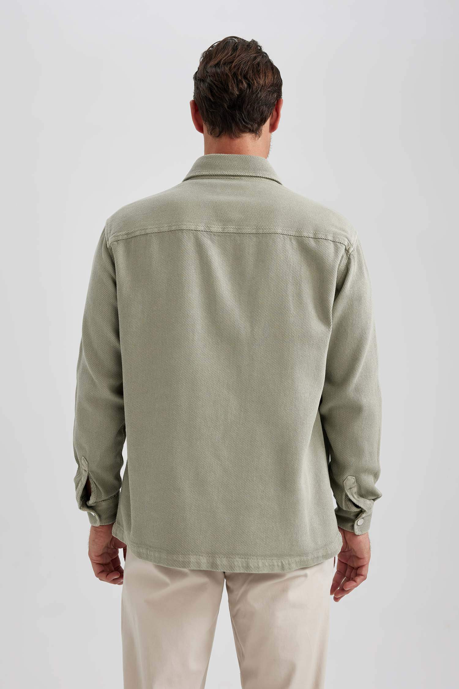 Relax Fit Polo Neck Long Sleeve Shirt Jacket