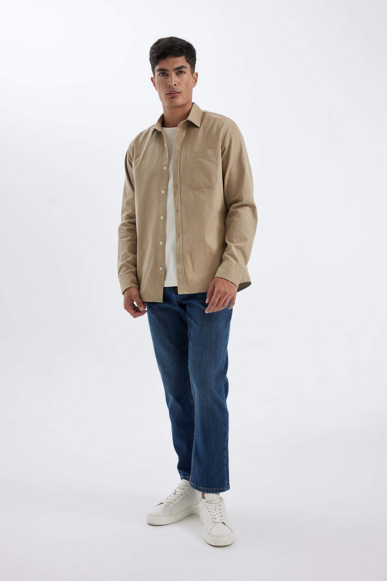 قميص قطن بولو كم طويل جبردين قصة عادية