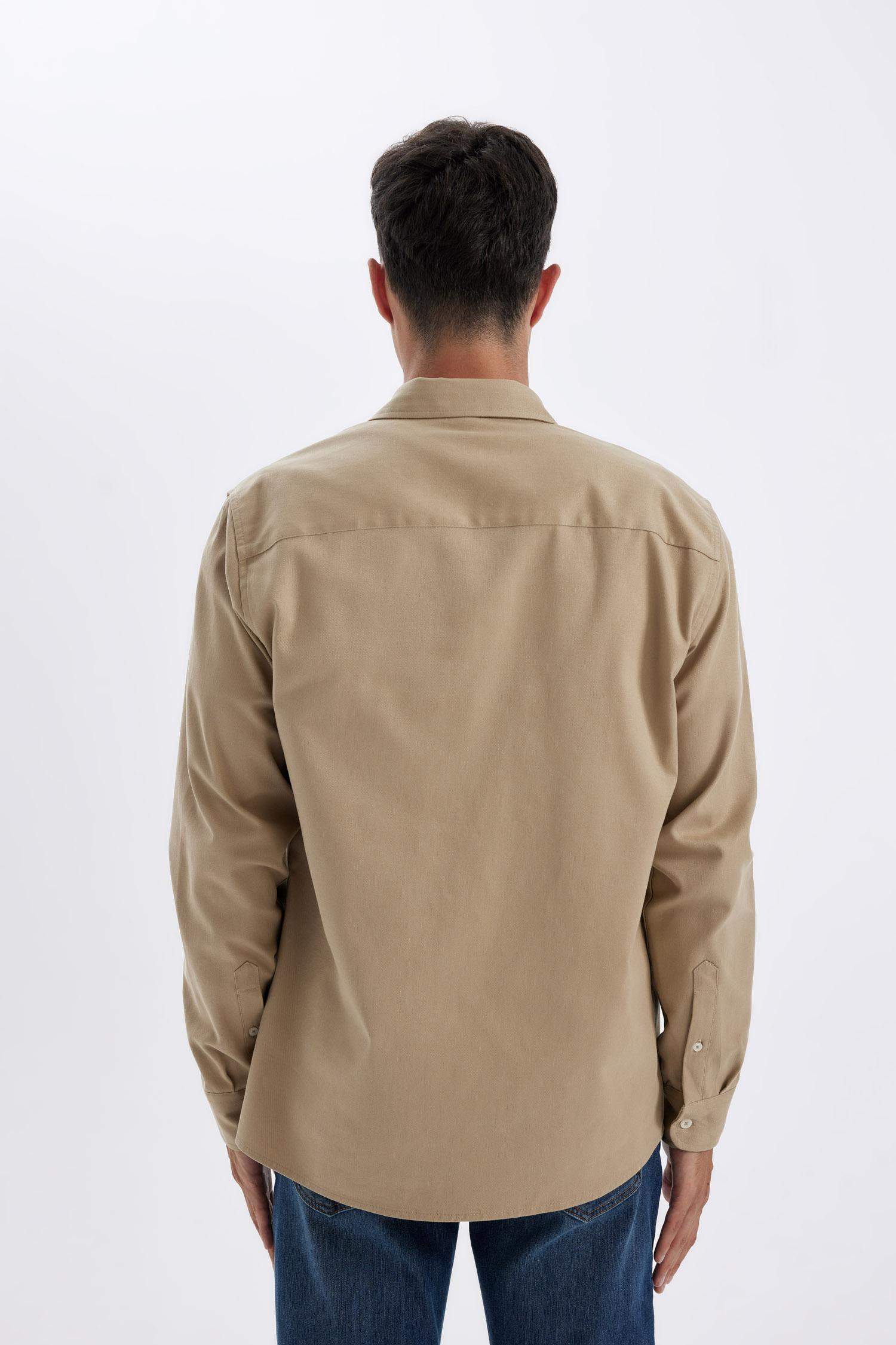 قميص قطن بولو كم طويل جبردين قصة عادية