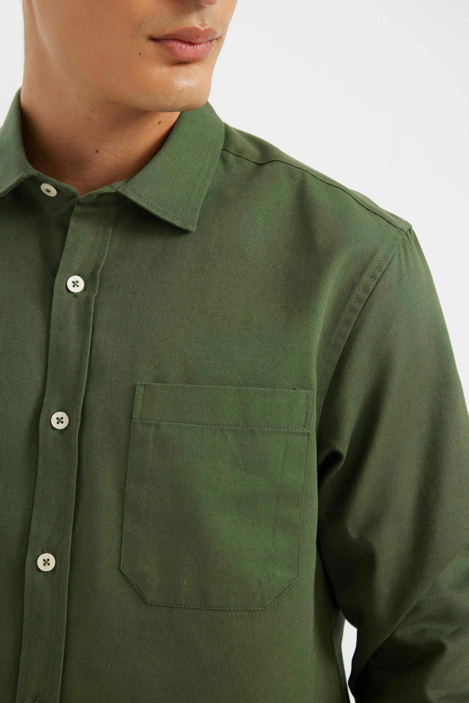 قميص قطن بولو اخضر كم طويل جبردين قصة عادية