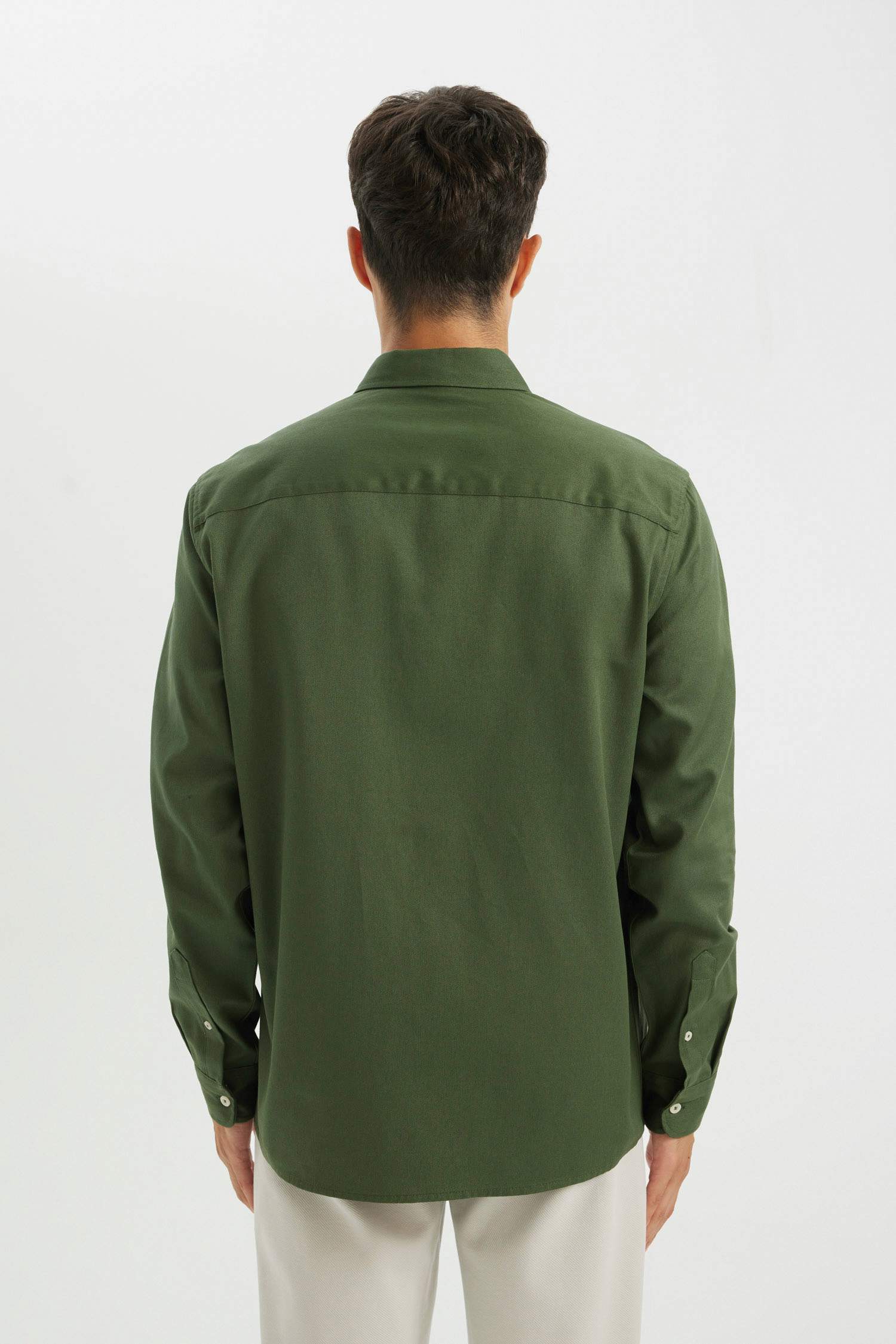 قميص قطن بولو اخضر كم طويل جبردين قصة عادية