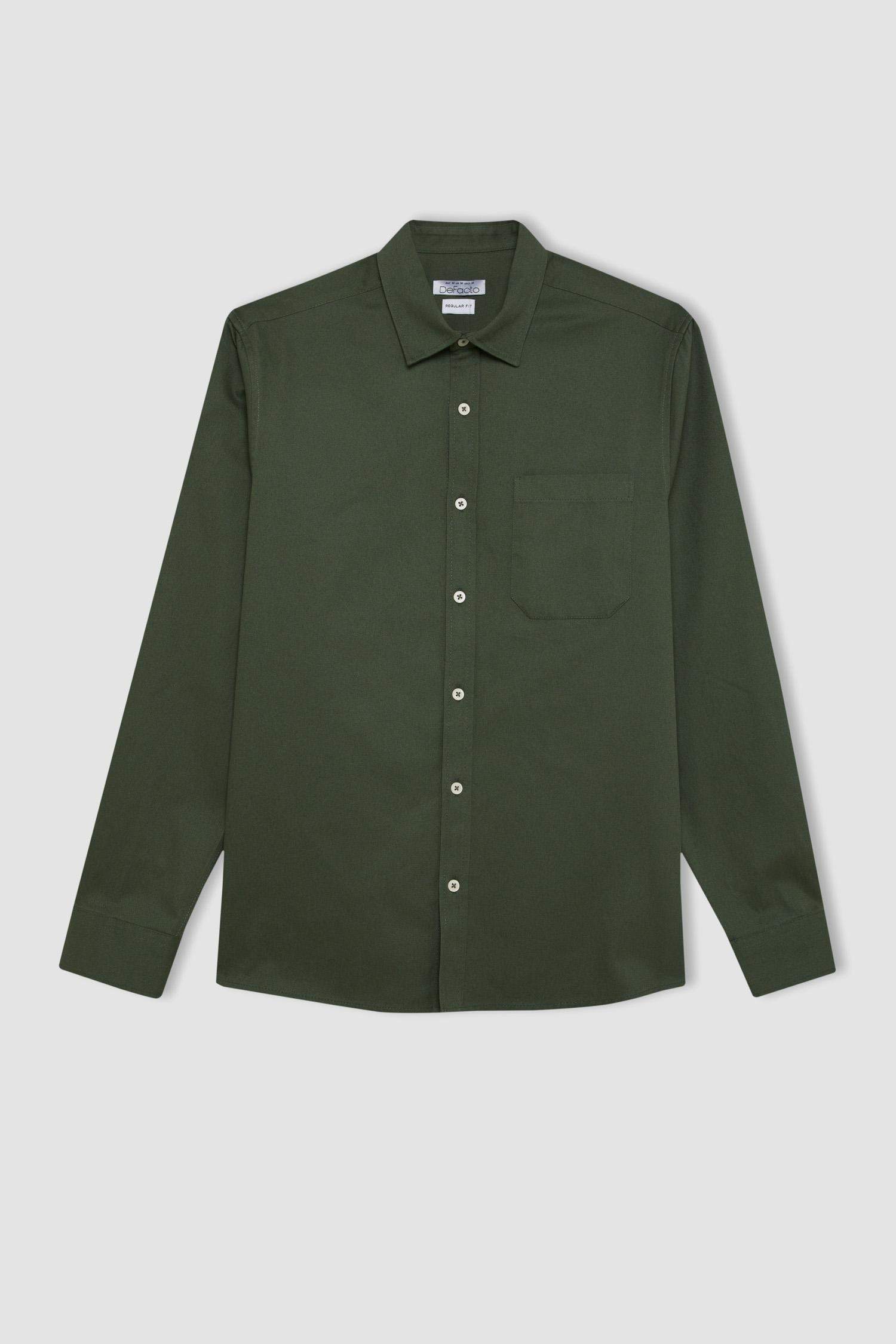 قميص قطن بولو اخضر كم طويل جبردين قصة عادية