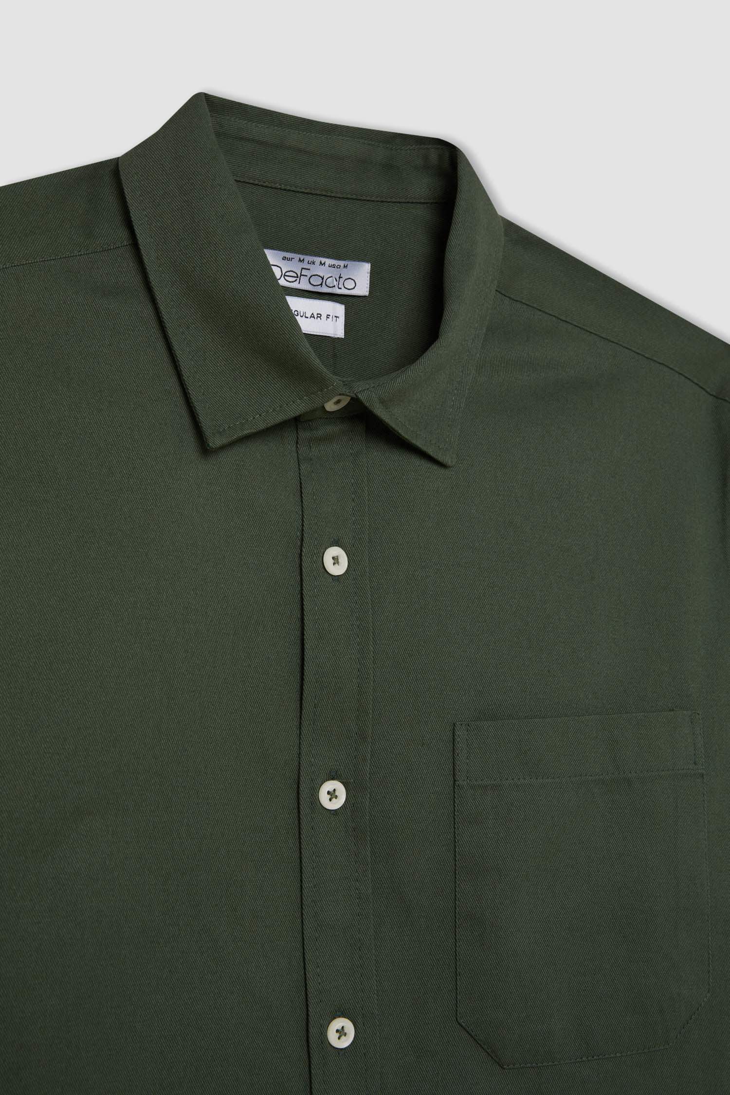 قميص قطن بولو اخضر كم طويل جبردين قصة عادية