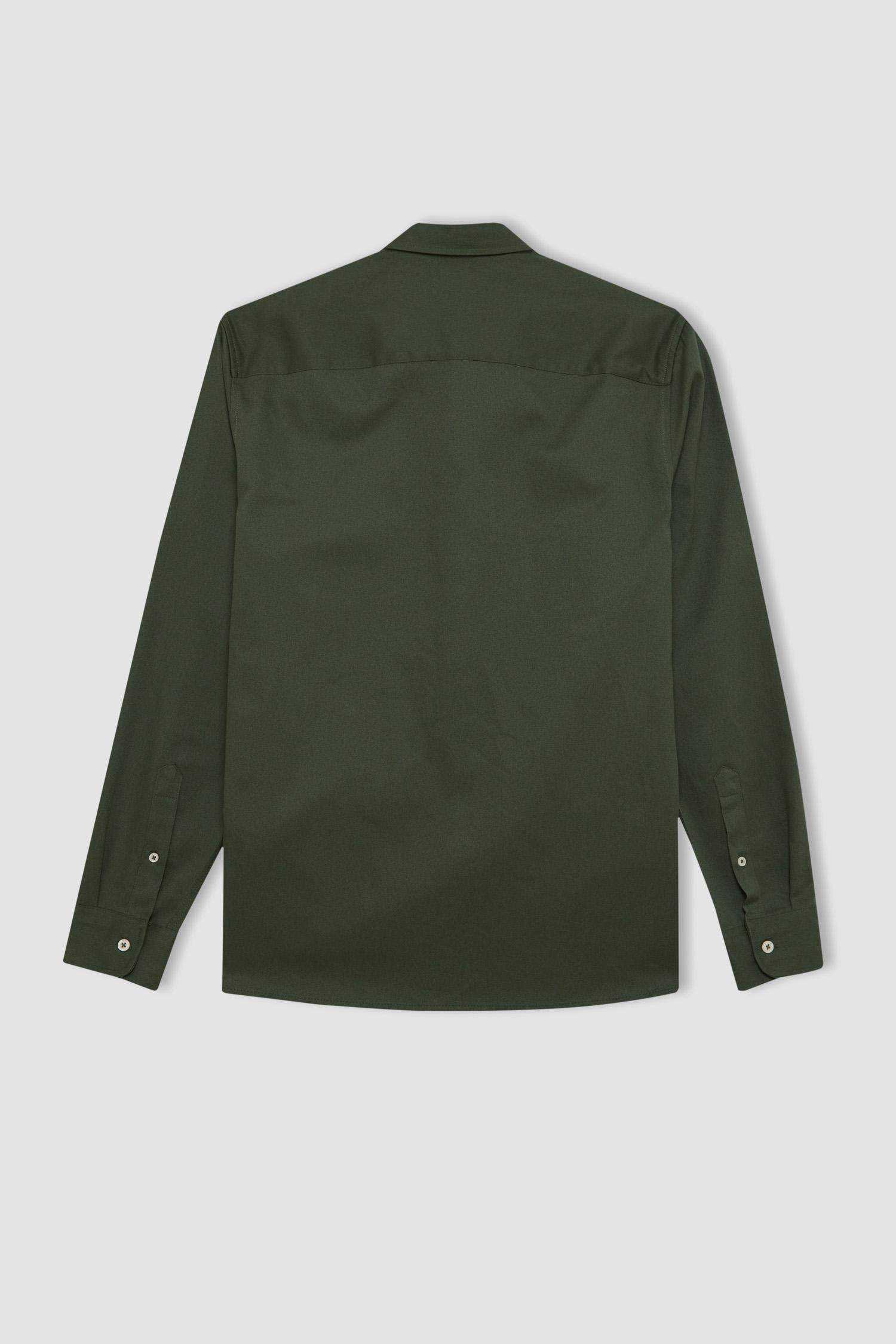 قميص قطن بولو اخضر كم طويل جبردين قصة عادية