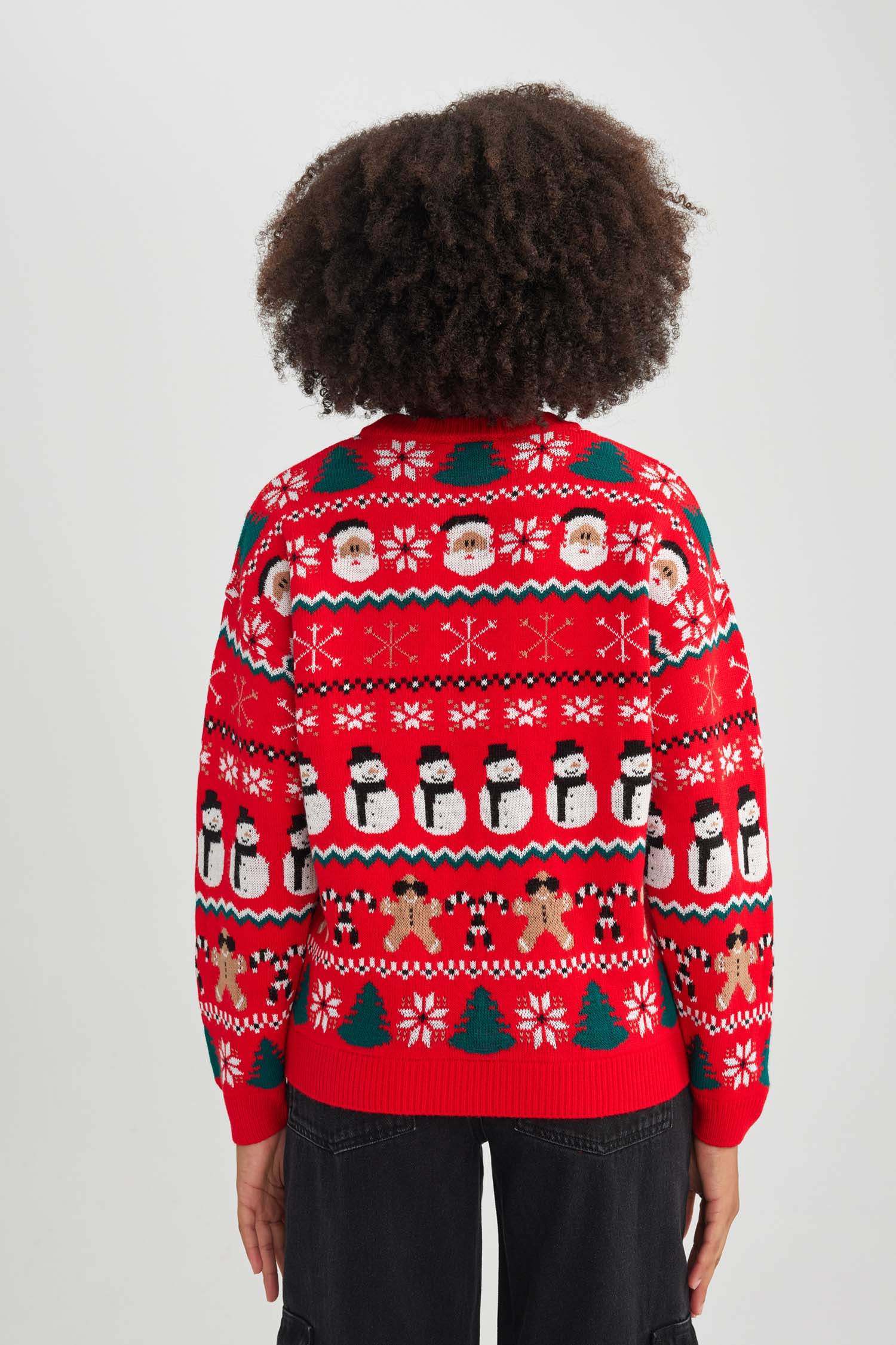 Christmas Themed Crew Neck Knit Pullover