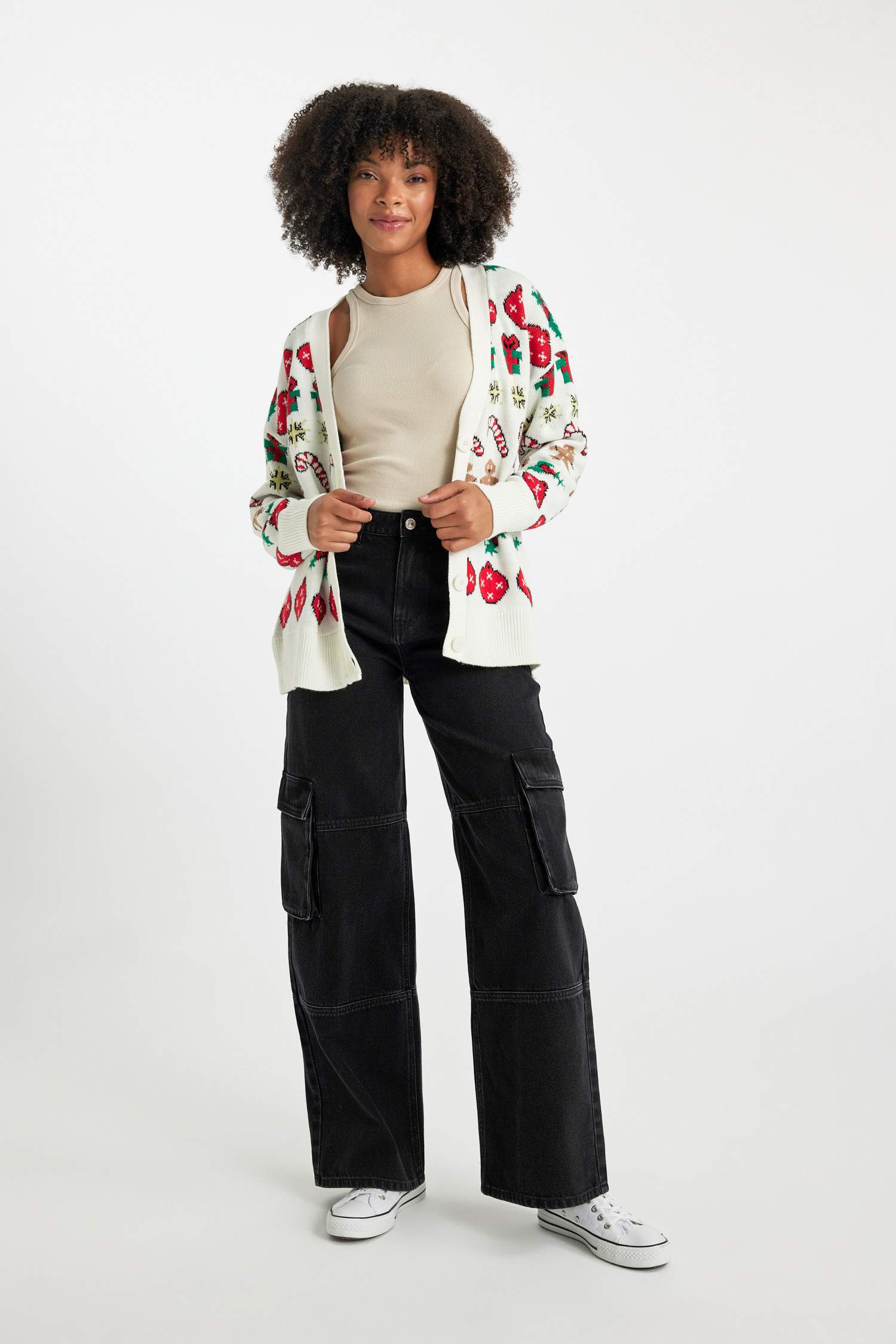 Oversize Fit V-Neck Knitwear Cardigan