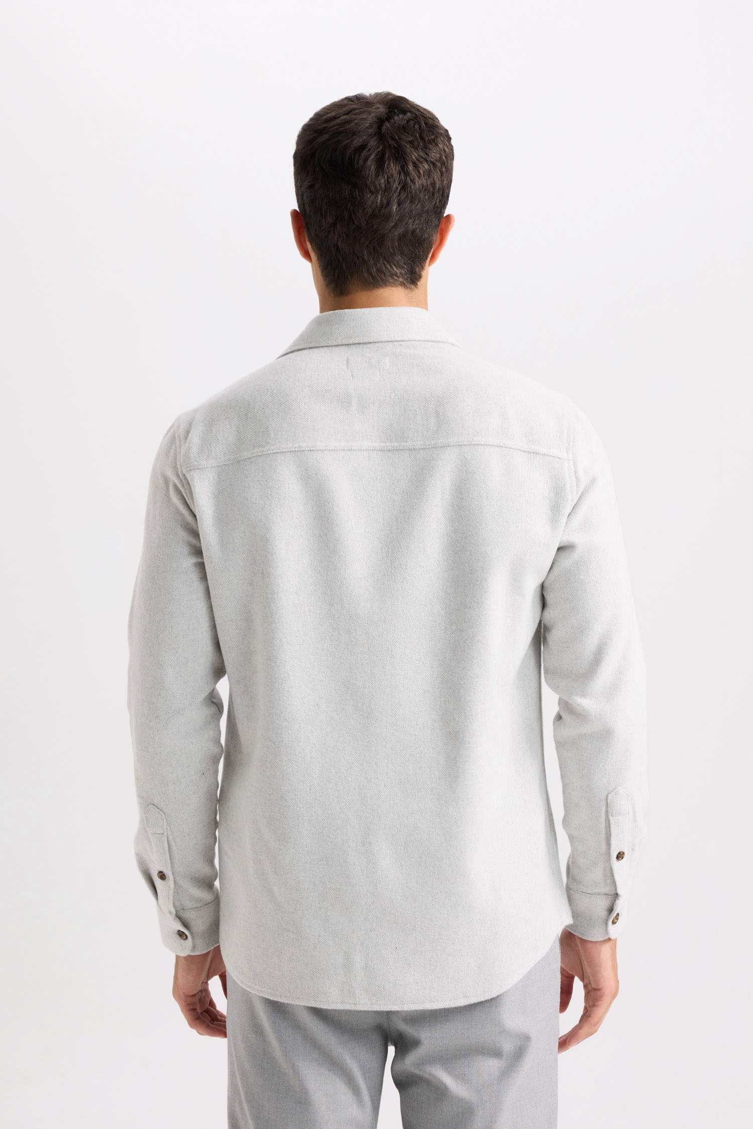 Regular Fit Oduncu Cep Detaylı Basic Düz Uzun Kollu Gömlek