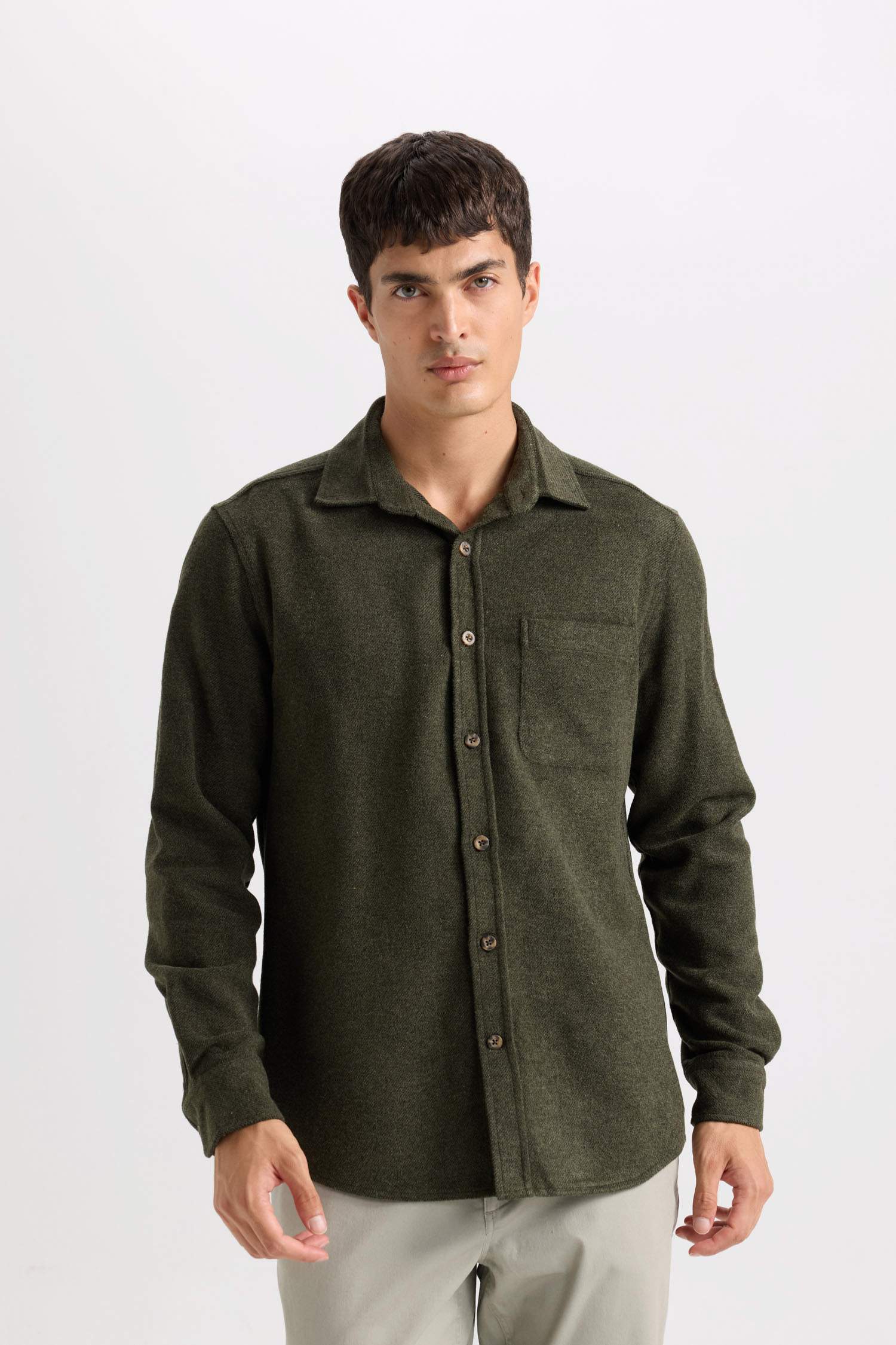 قميص كاروهات ردن طويل قصة عادية بياخة بولو