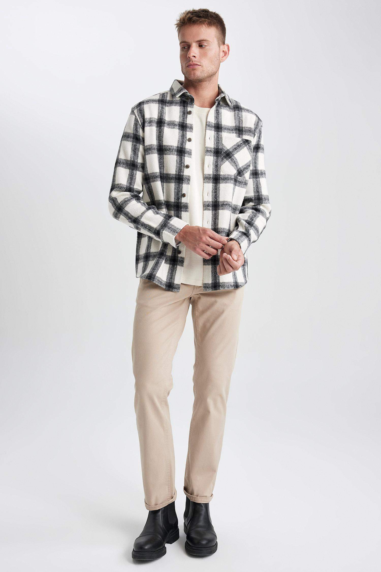 Regular Fit Kareli Oduncu Cepli Uzun Kollu Gömlek