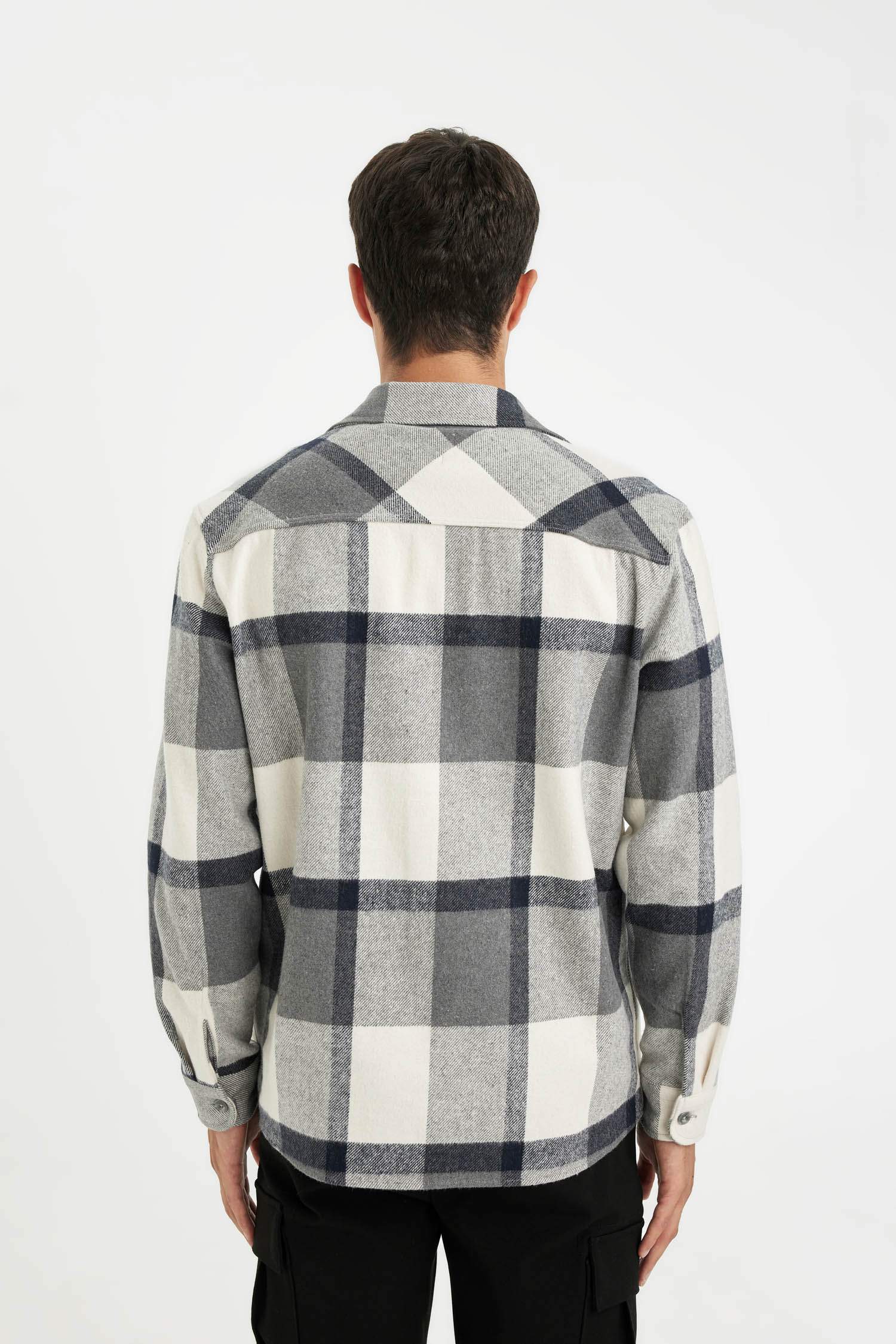 Regular Fit Polo Yaka Kareli Oduncu Flanel Uzun Kollu Gömlek