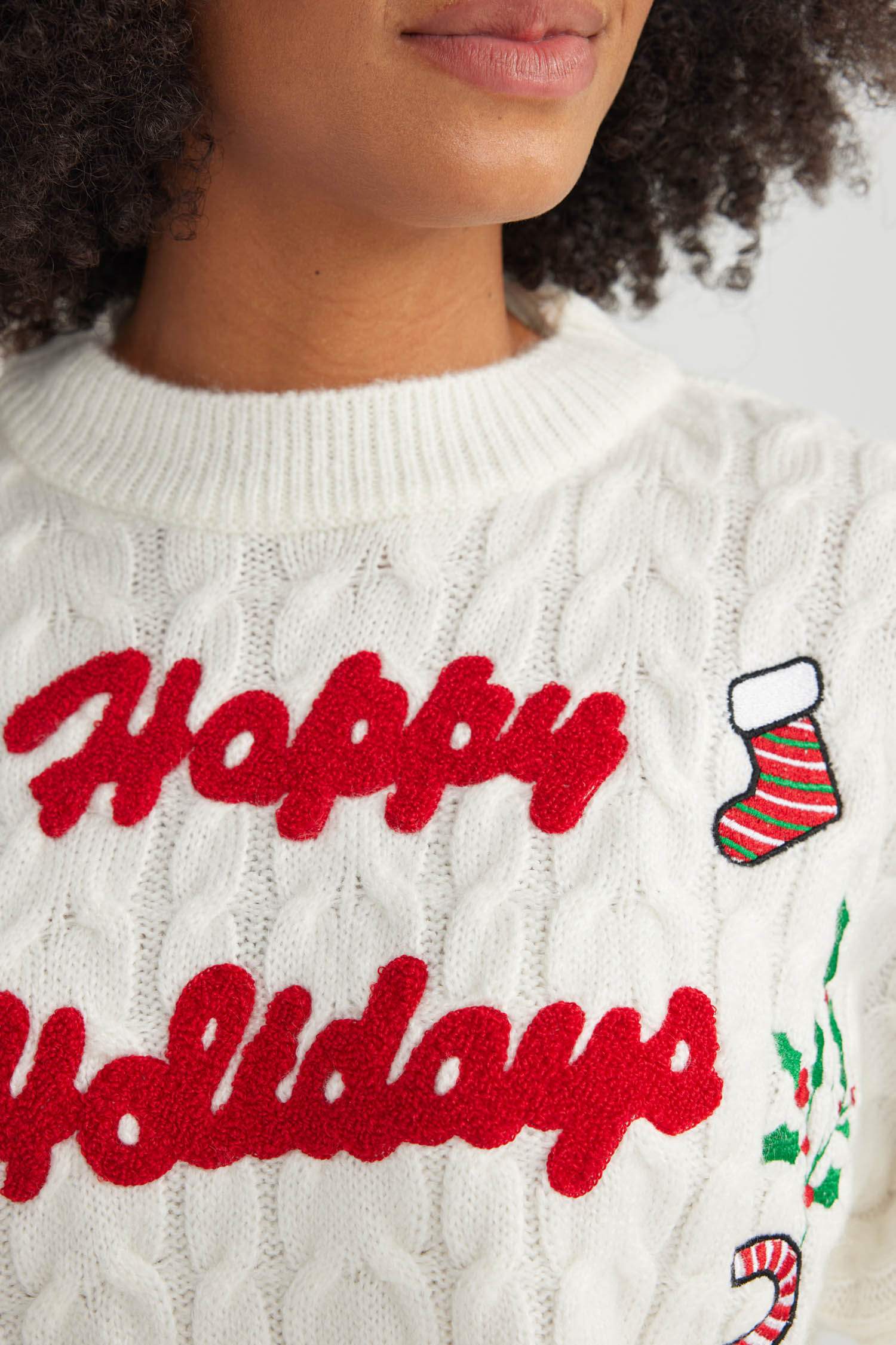 Christmas Themed Crew Neck Knit Pullover