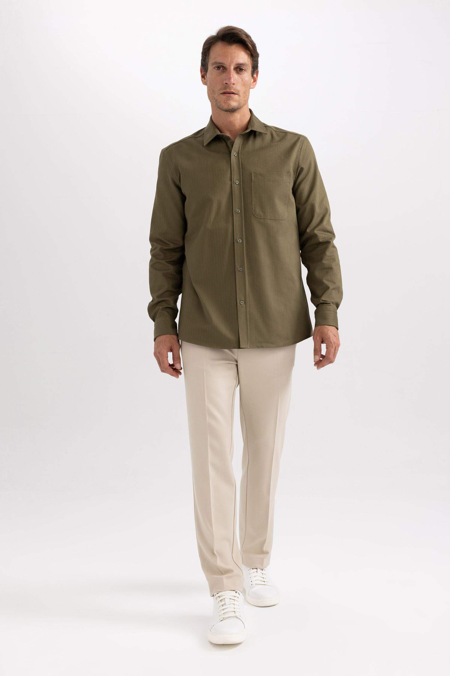 поло жаға мақта Ұзын жеңді көйлек