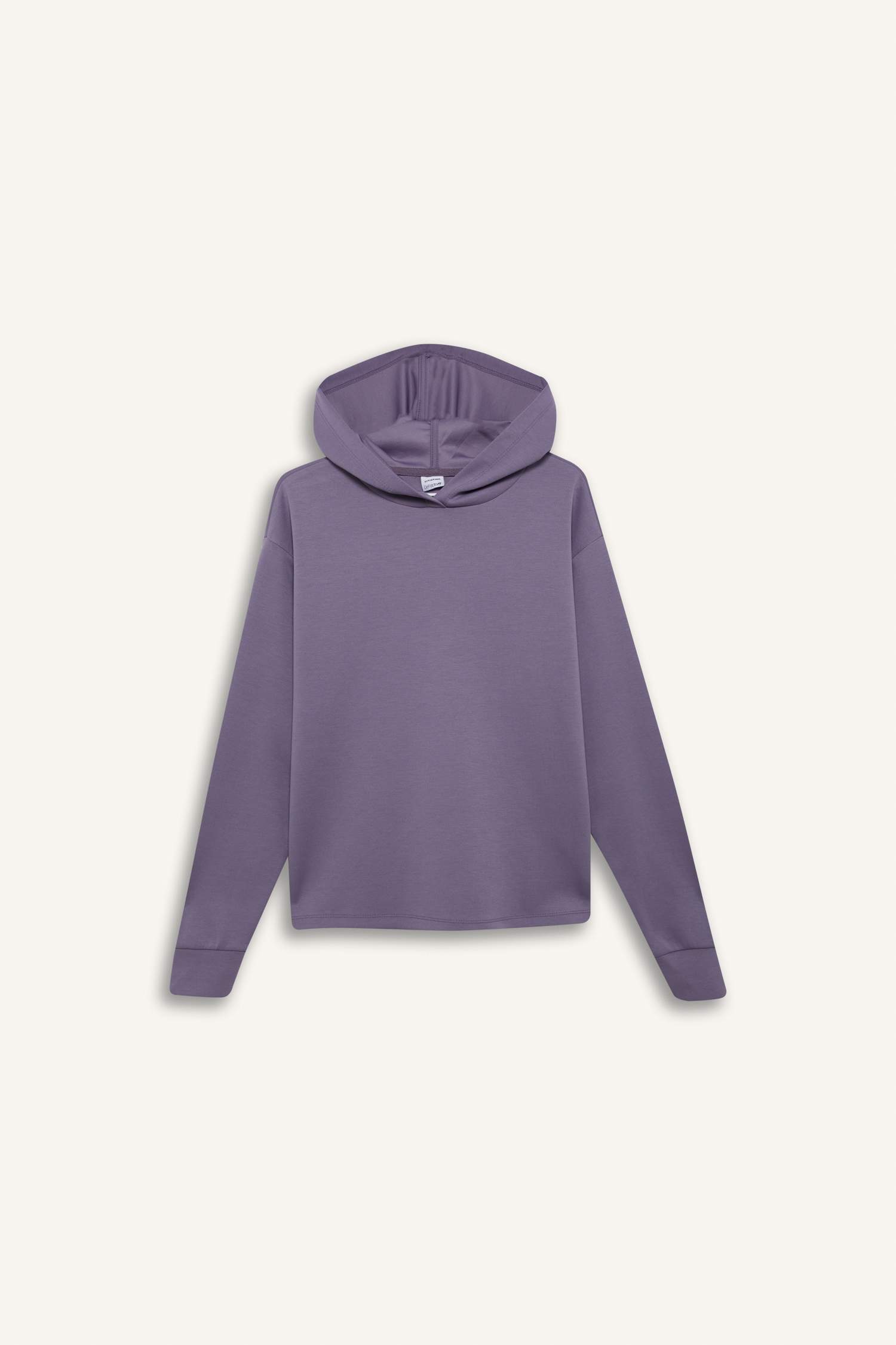 Standart Fit Kapüşonlu Skuba Dalgıç Kumaş Sporcu Basic Düz Sweatshirt