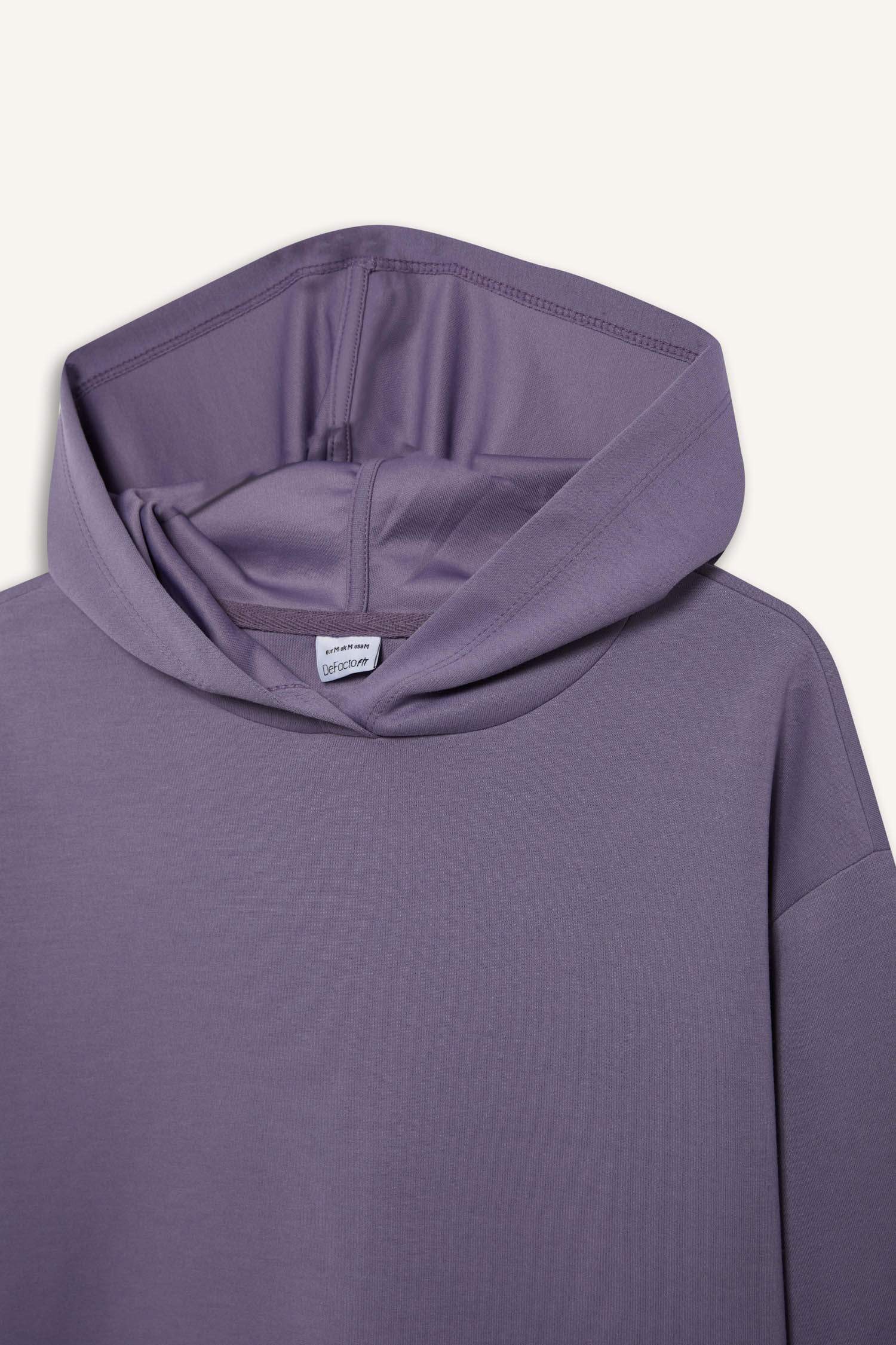 Standart Fit Kapüşonlu Skuba Dalgıç Kumaş Sporcu Basic Düz Sweatshirt