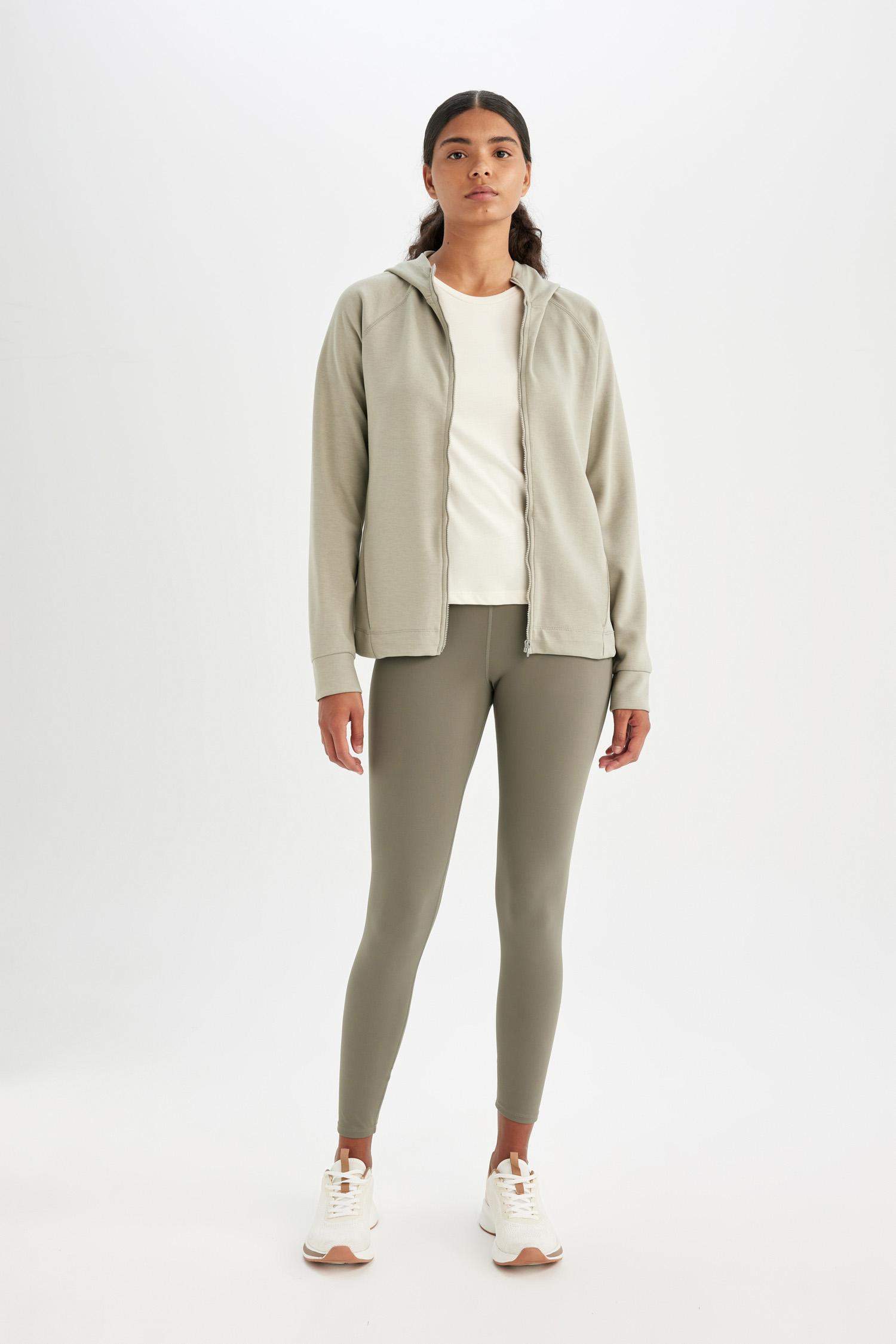 DeFactoFit Standart Fit Sporcu Fermuarlı Skuba Dalgıç Kumaş Hırka