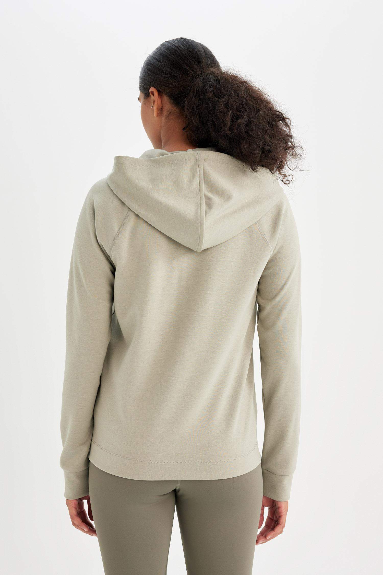 DeFactoFit Standart Fit Sporcu Fermuarlı Skuba Dalgıç Kumaş Hırka